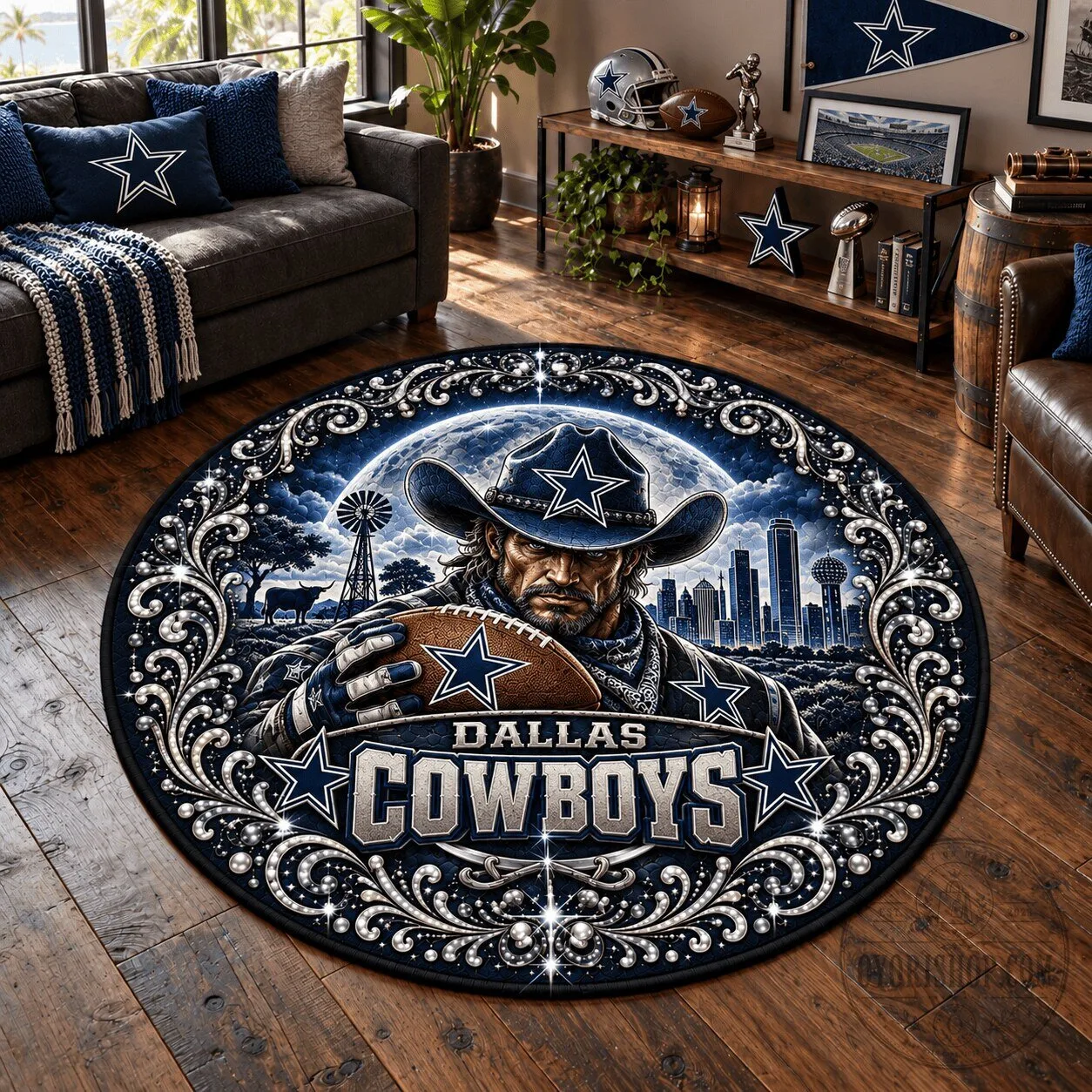 Dallas Cowboys Football Team Western Cowboy Round Area Rug