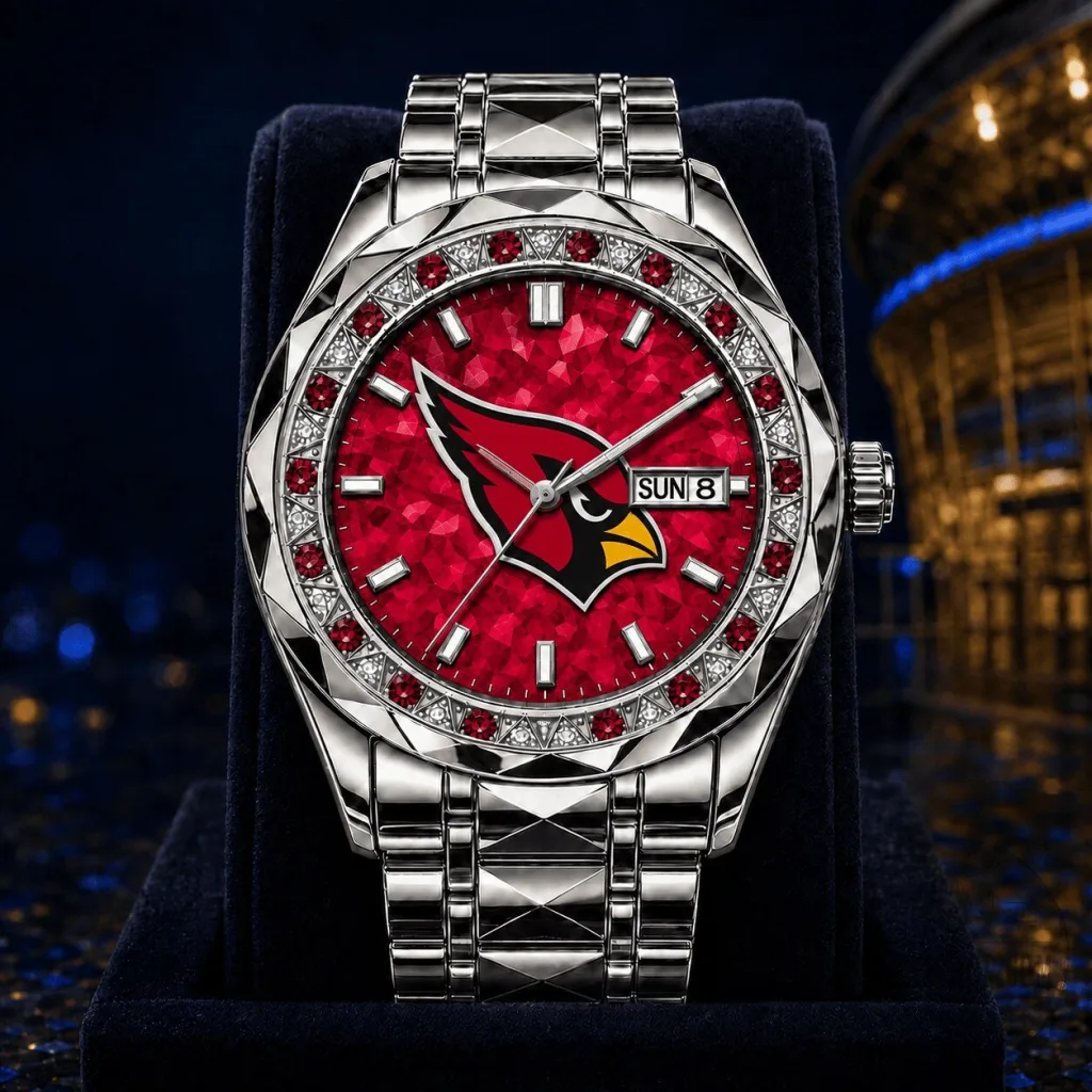 Arizona Cardinals NFL Football Team Stainless Steel Watch for Men Arizona Cardinals NFL Football Team Stainless Steel Watch for Men
