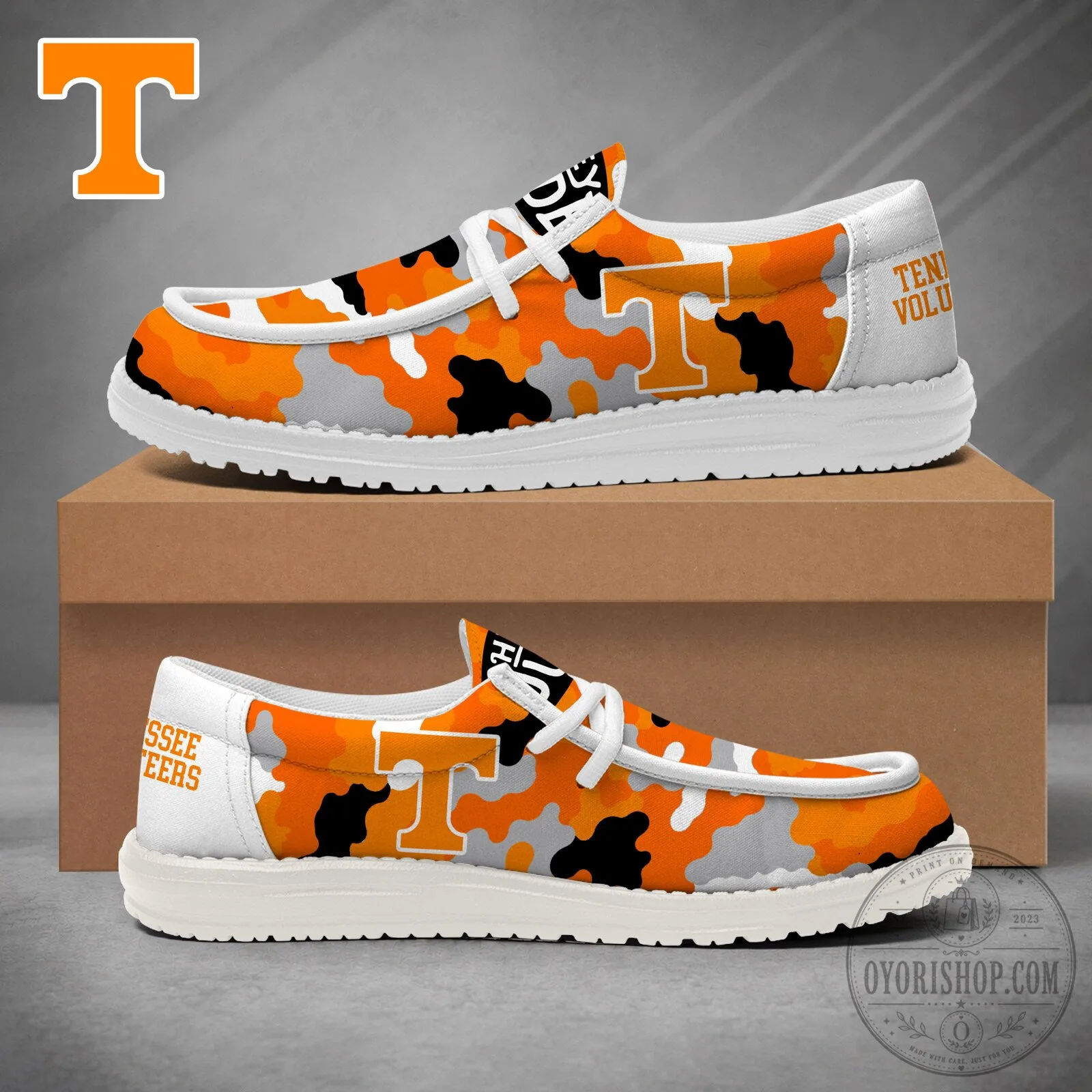 NCAA Camouflage Game Day Loafer Shoes for Tennessee Volunteers