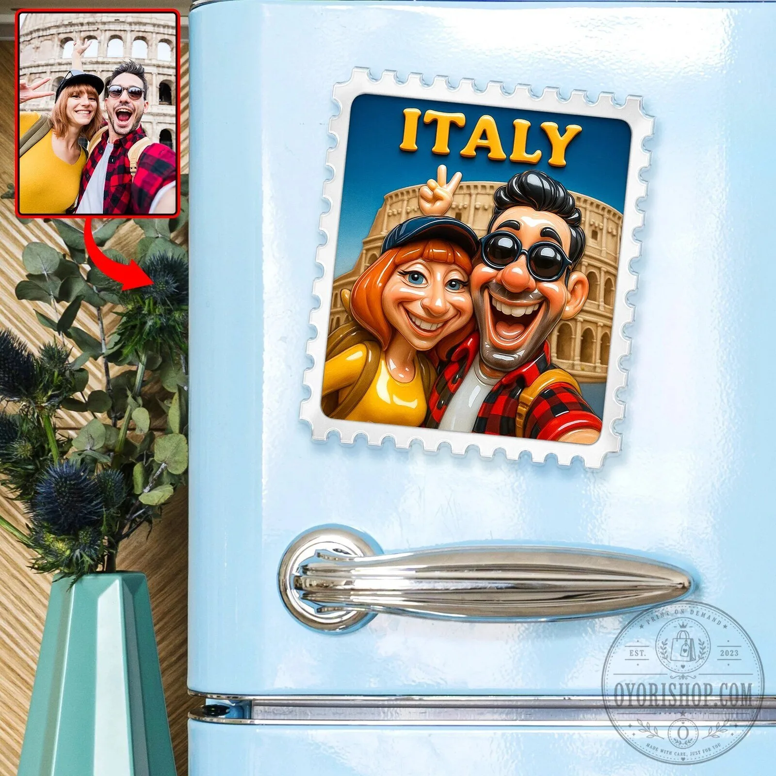 Italy Travel Memories Custom Photo Fridge Magnet