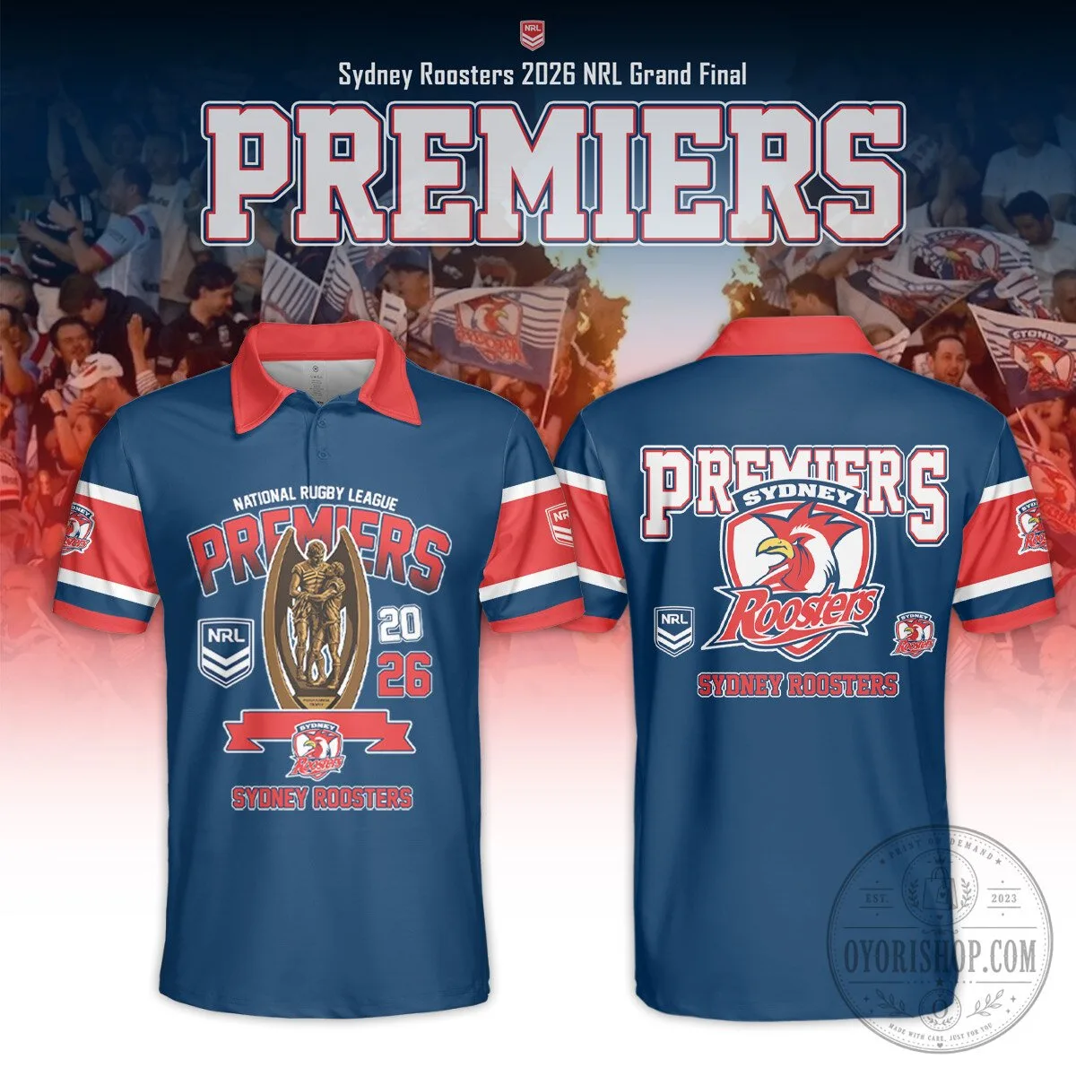 Sydney Roosters 2026 NRL Premiers National Rugby League Polo Shirt 5 Sydney Roosters 2026 NRL Premiers National Rugby League Polo Shirt