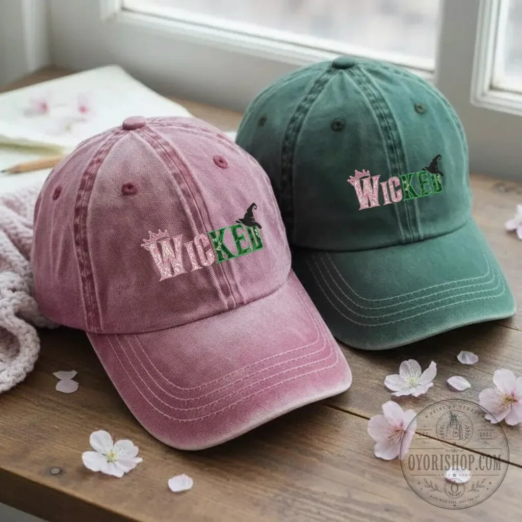 Wicked Musical Broadway Embroidered Logo Washed Cotton Cap Hat