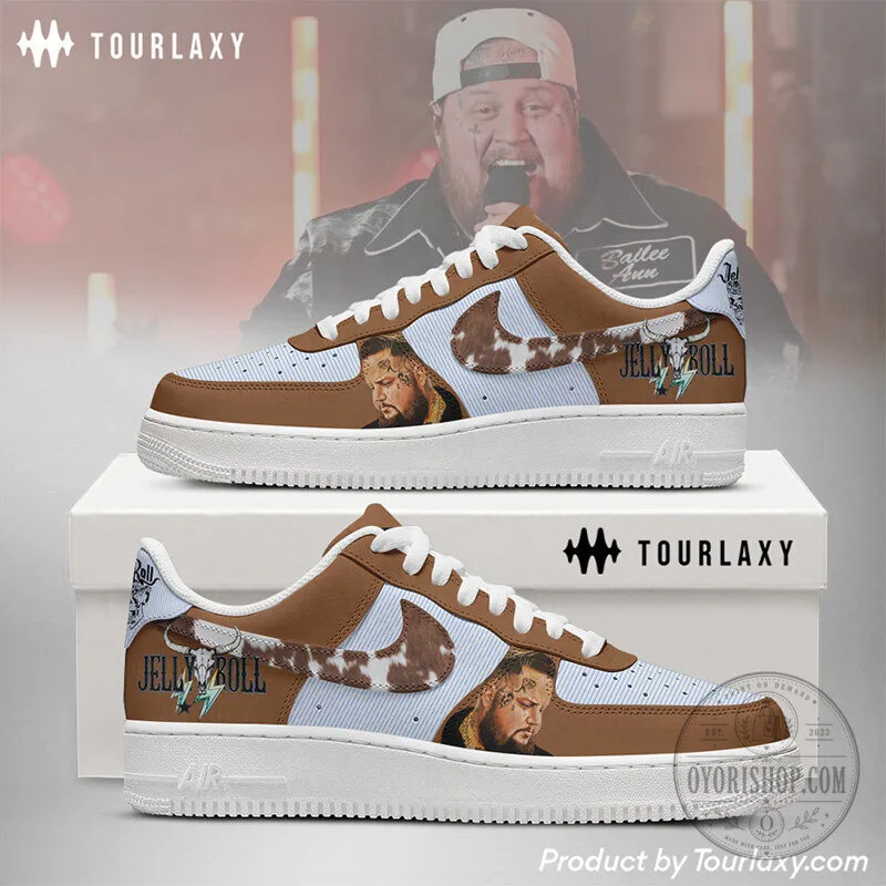 Jelly Roll Country Music Inspired Brown and White Custom Air Force 1 Shoes