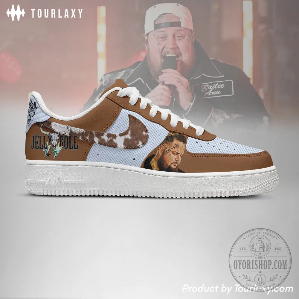Jelly Roll Country Music Inspired Brown and White Custom Air Force 1 Shoes 9 Jelly Roll Country Music Inspired Brown and White Custom Air Force 1 Shoes