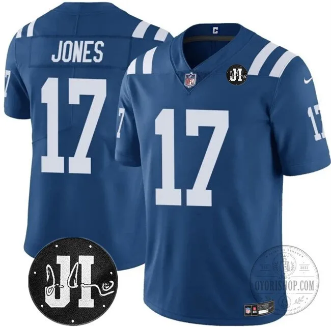 Daniel Jones Indianapolis Colts Blue Number 17 American Football Jersey