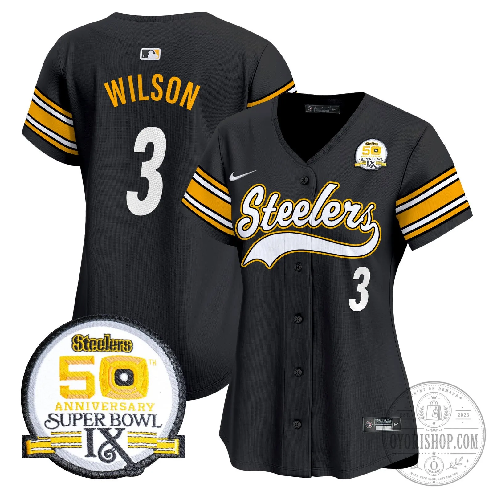 Pittsburgh Steelers Justin Fields Number 2 Black Baseball Jersey 92 Pittsburgh Steelers Justin Fields Number 2 Black Baseball Jersey