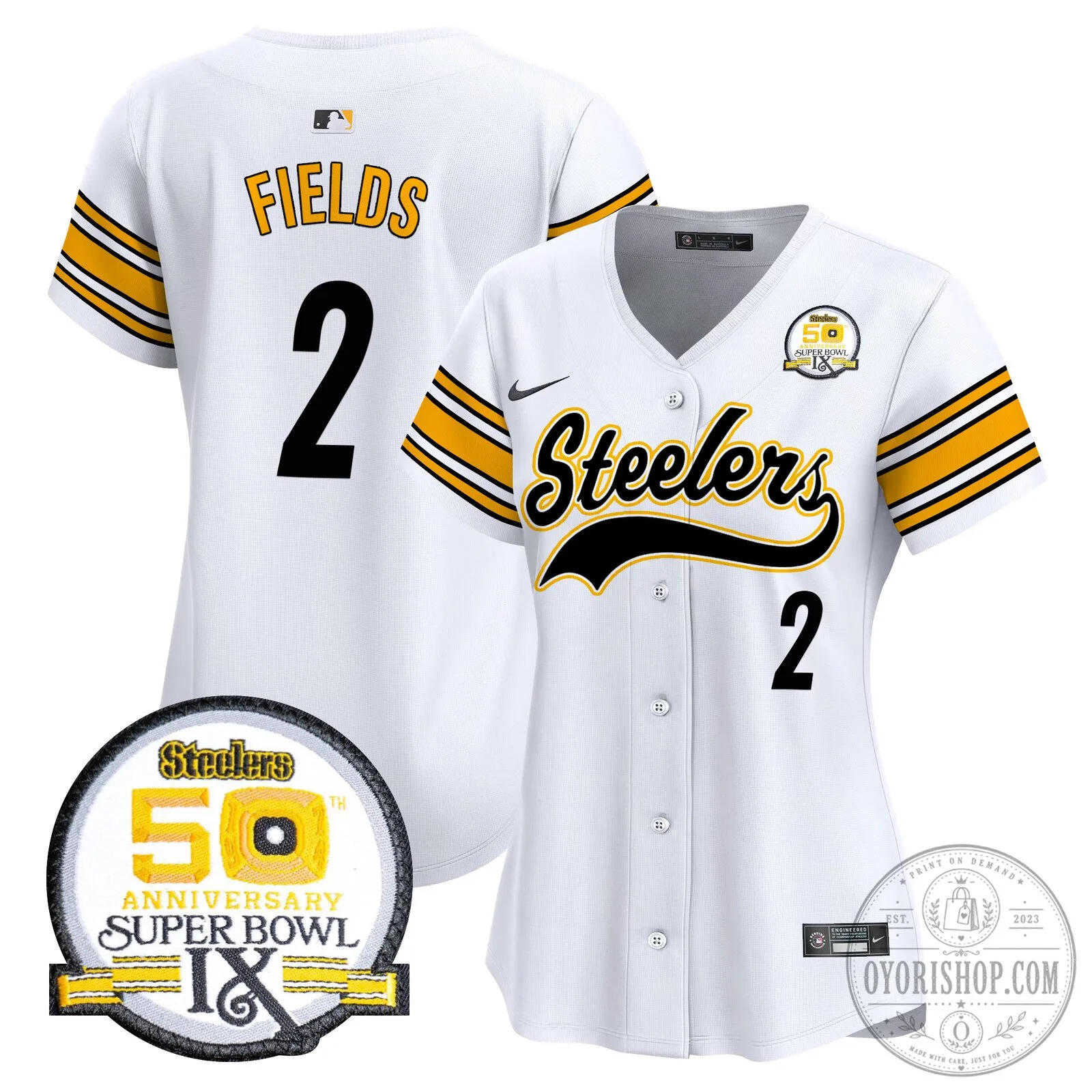 Pittsburgh Steelers Justin Fields Number 2 Black Baseball Jersey 94 Pittsburgh Steelers Justin Fields Number 2 Black Baseball Jersey
