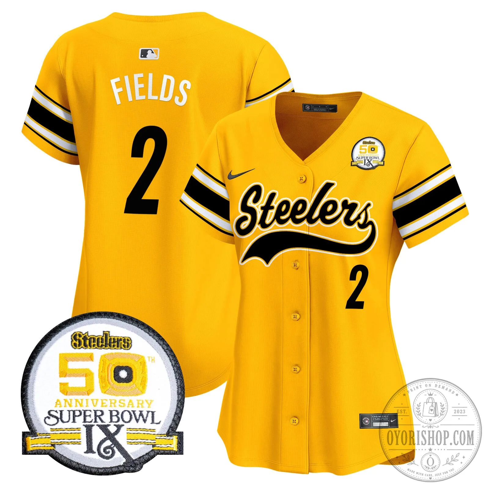 Pittsburgh Steelers Justin Fields Number 2 Black Baseball Jersey 104 Pittsburgh Steelers Justin Fields Number 2 Black Baseball Jersey