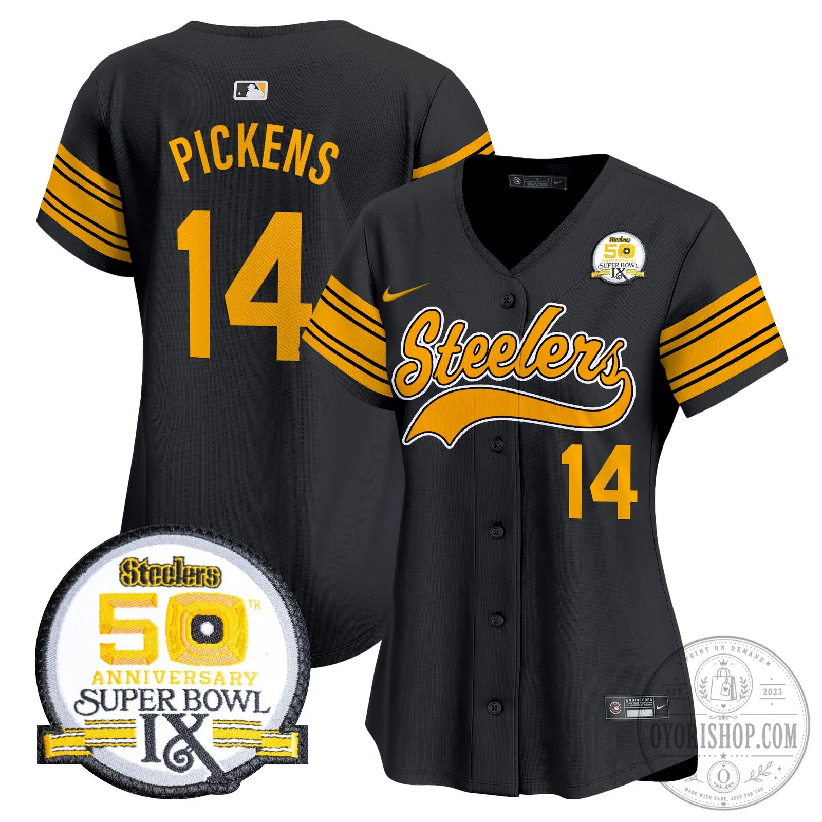 Pittsburgh Steelers Justin Fields Number 2 Black Baseball Jersey 116 Pittsburgh Steelers Justin Fields Number 2 Black Baseball Jersey