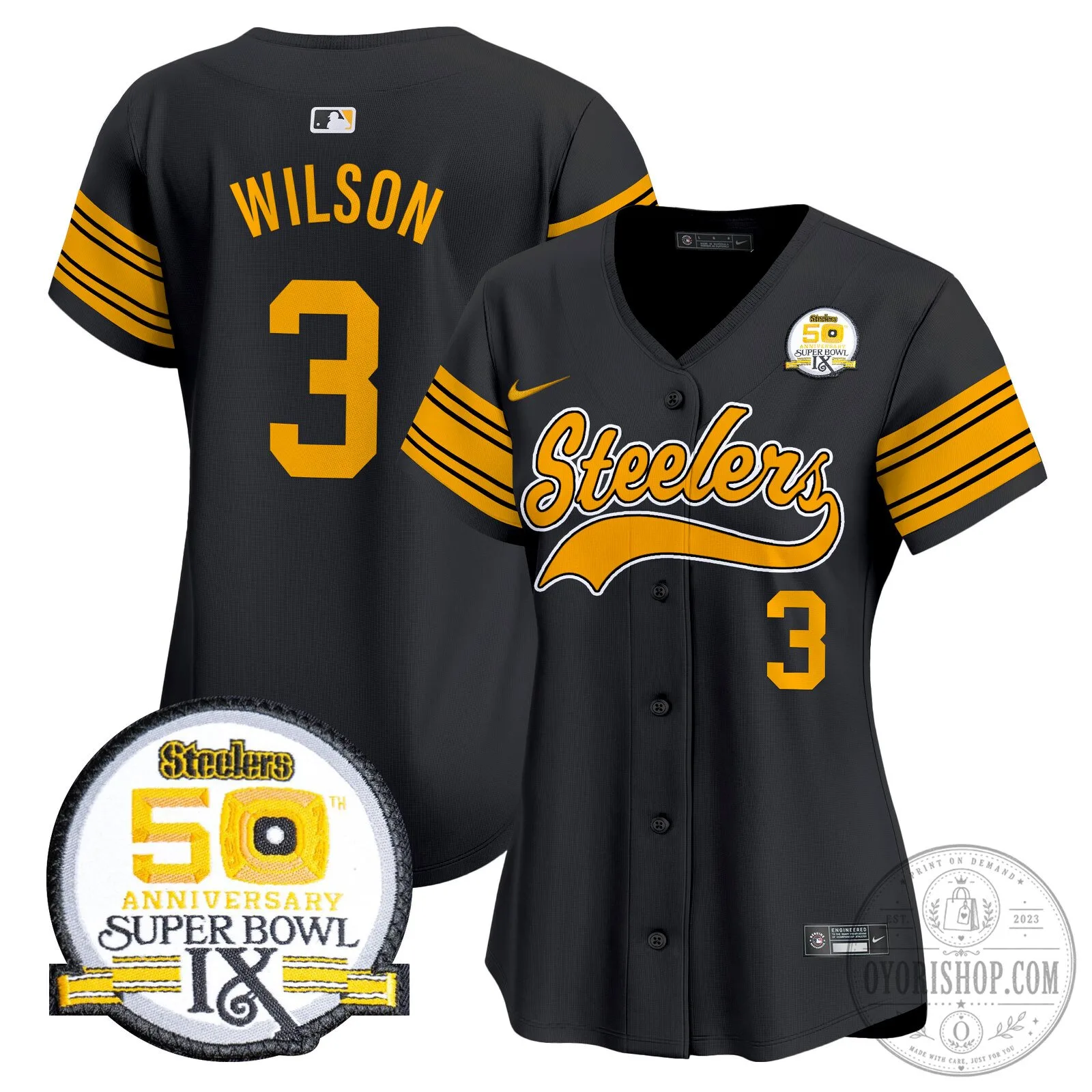 Pittsburgh Steelers Justin Fields Number 2 Black Baseball Jersey 122 Pittsburgh Steelers Justin Fields Number 2 Black Baseball Jersey