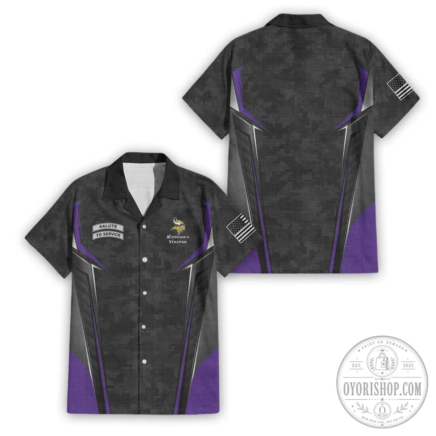 Digital Camouflage Hawaiian Shirt for Minnesota Vikings Salute To Service
