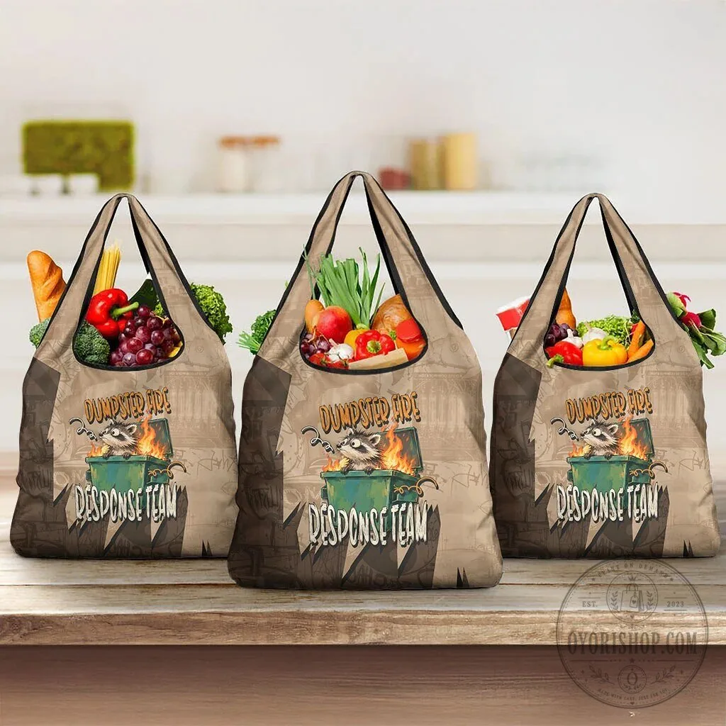 Dumpster Fire Response Team Raccoon Cartoon Reusable Grocery Bag 12 Dumpster Fire Response Team Raccoon Cartoon Reusable Grocery Bag