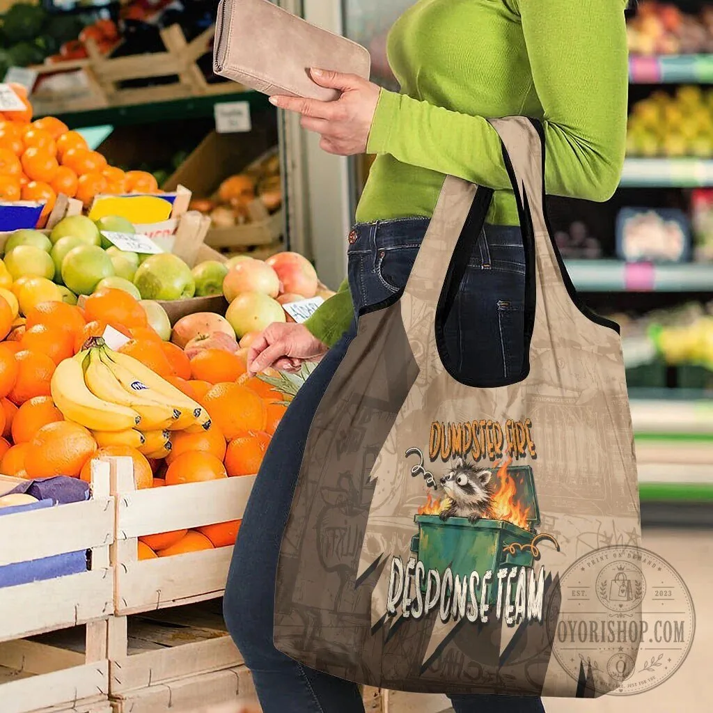 Dumpster Fire Response Team Raccoon Cartoon Reusable Grocery Bag 14 Dumpster Fire Response Team Raccoon Cartoon Reusable Grocery Bag