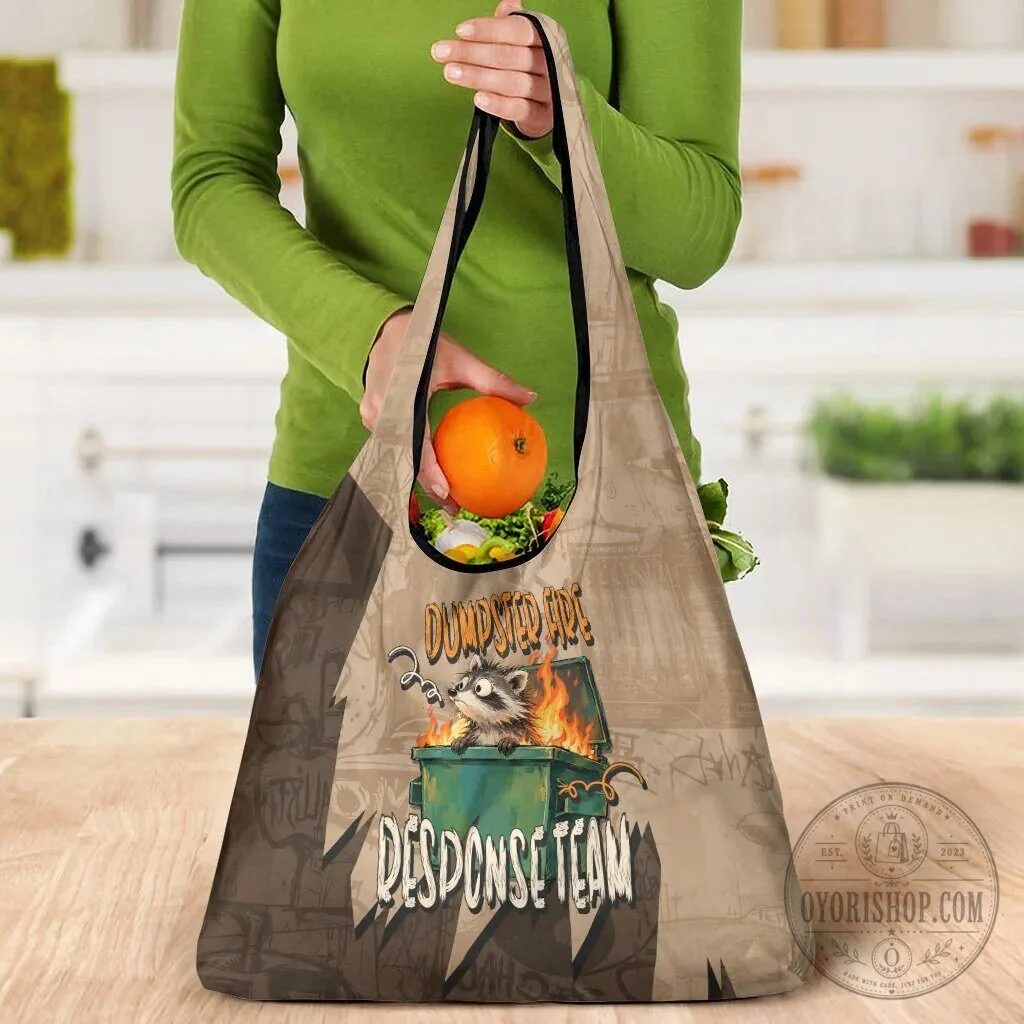 Dumpster Fire Response Team Raccoon Cartoon Reusable Grocery Bag 15 Dumpster Fire Response Team Raccoon Cartoon Reusable Grocery Bag
