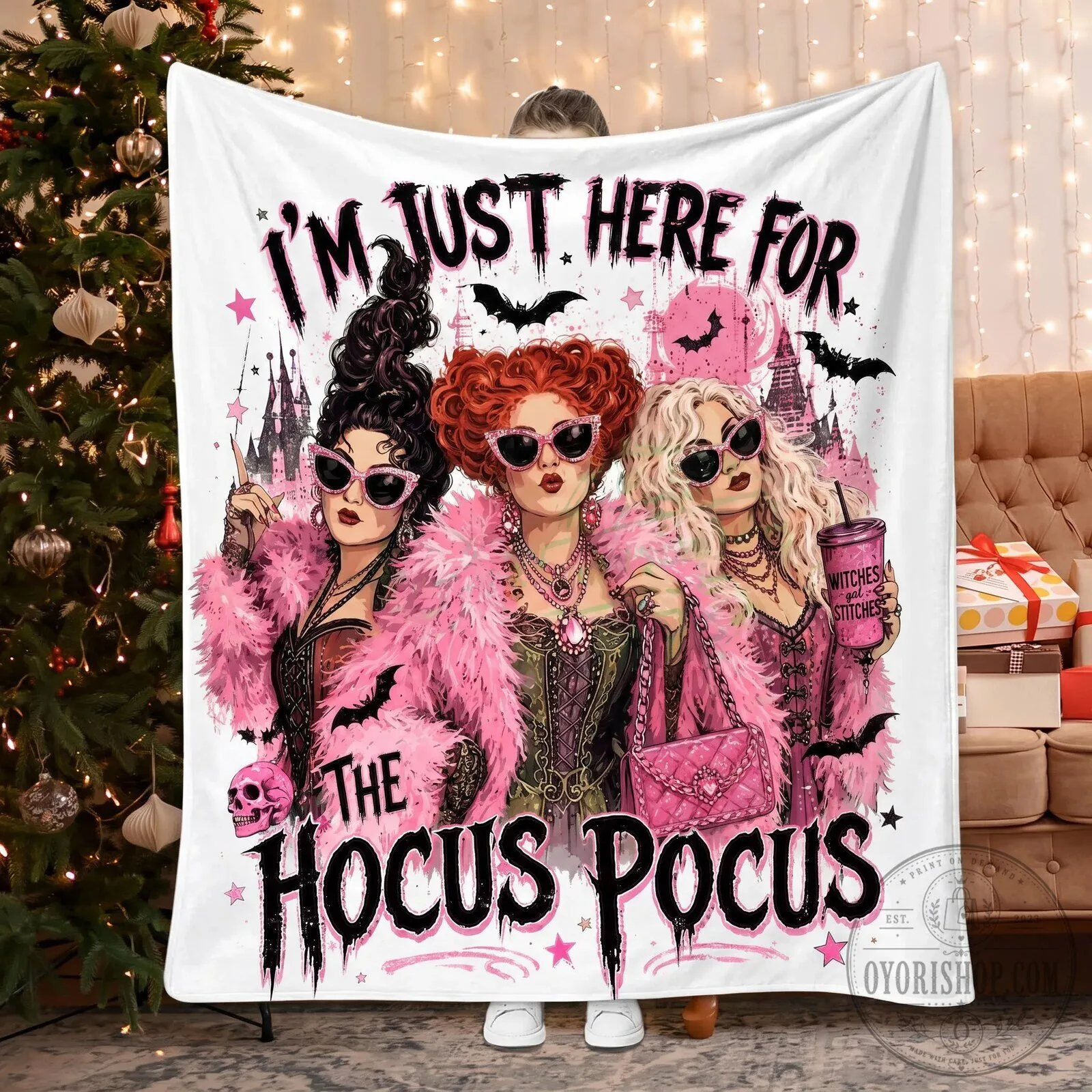Hocus Pocus I'm Just Here For The Witches Halloween Blanket