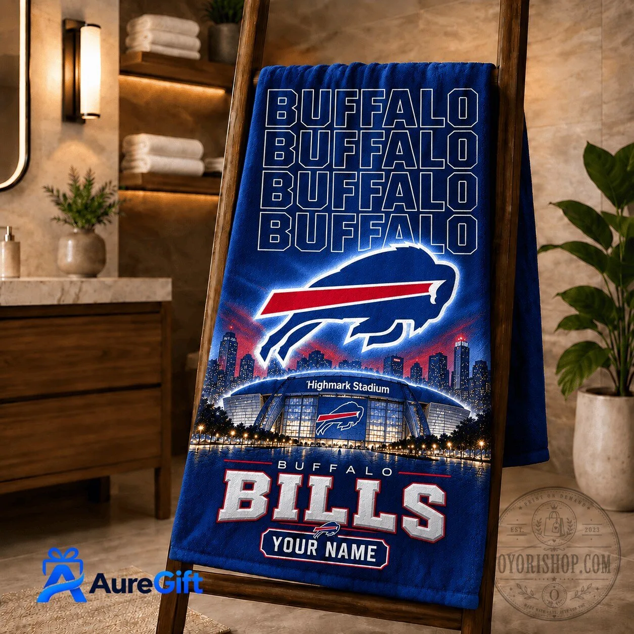 Buffalo Bills Football Team Highmark Stadium Personalized Bath Towel