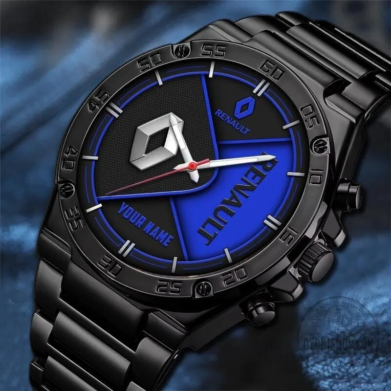 Renault Custom Name Black and Blue Sports Watch