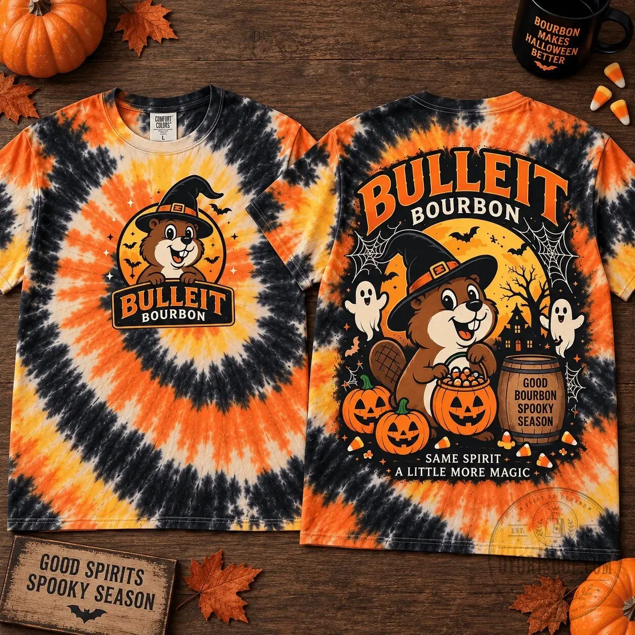 Bulleit Bourbon Halloween Spooky Season Tie-Dye T-Shirt for Good Spirits 7 Bulleit Bourbon Halloween Spooky Season Tie-Dye T-Shirt for Good Spirits