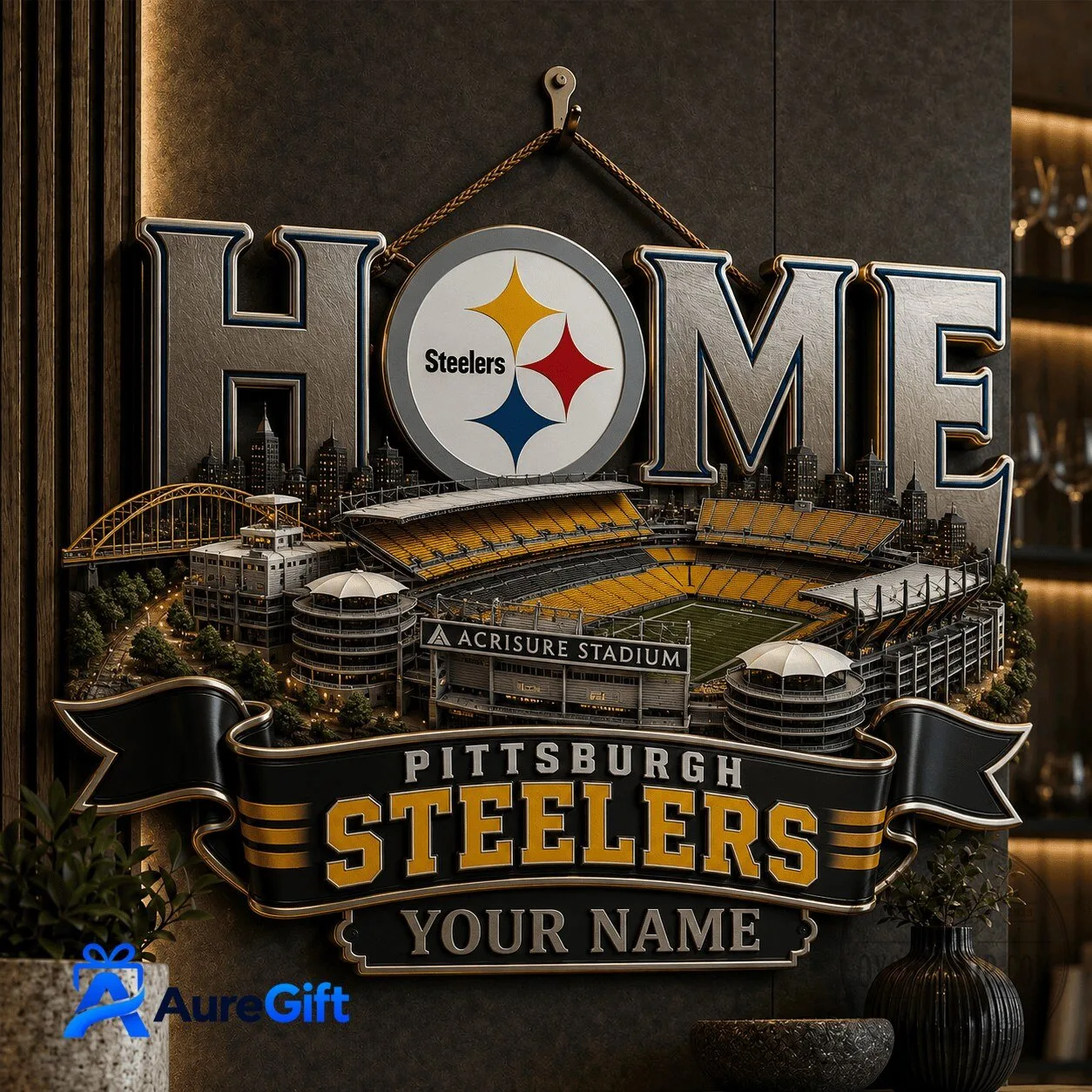 Personalized Pittsburgh Steelers Acrisure Stadium Home Metal Wall Art Sign 1 Personalized Pittsburgh Steelers Acrisure Stadium Home Metal Wall Art Sign