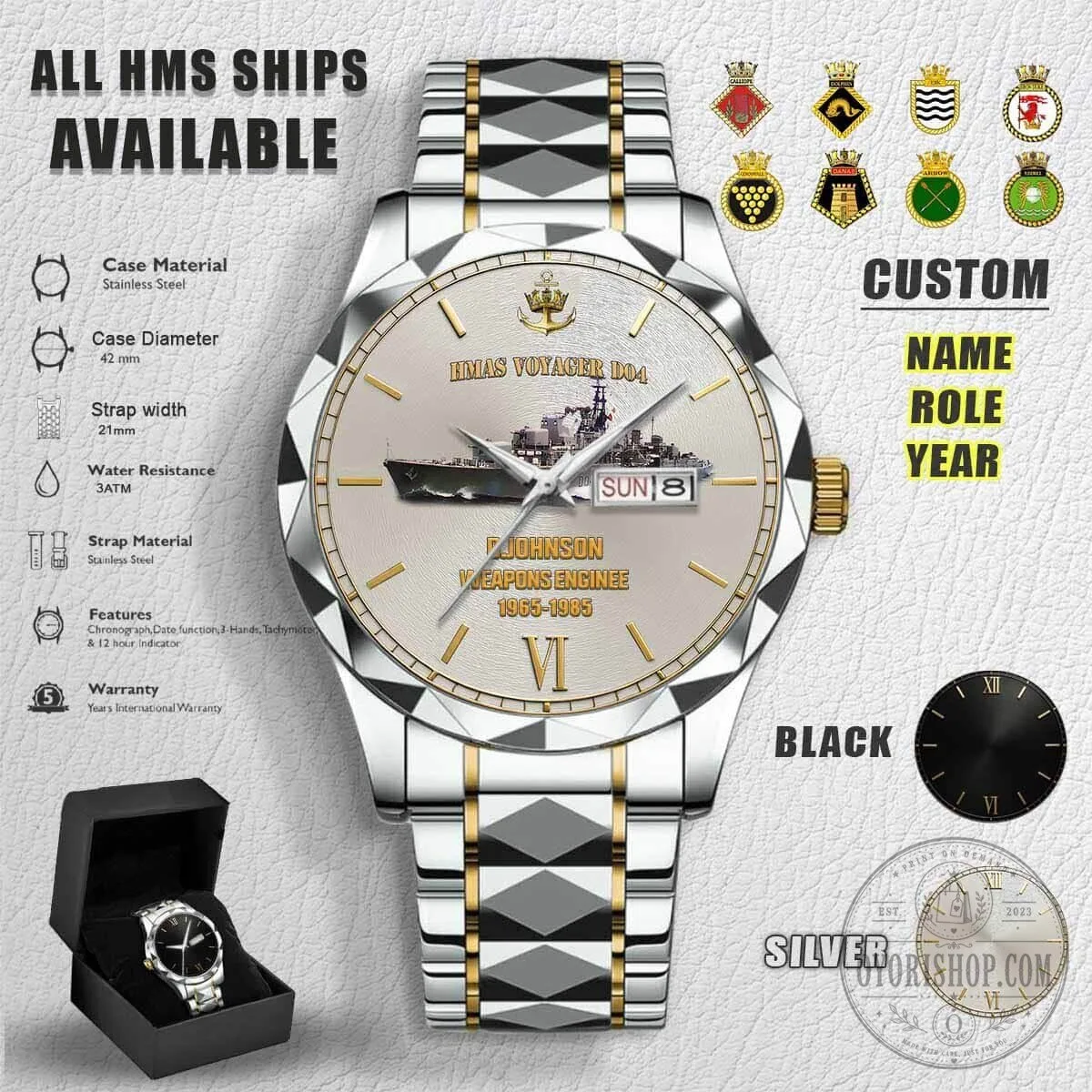 Custom HMAS Voyager D04 Royal Australian Navy Ship Stainless Steel Watch 8 Custom HMAS Voyager D04 Royal Australian Navy Ship Stainless Steel Watch