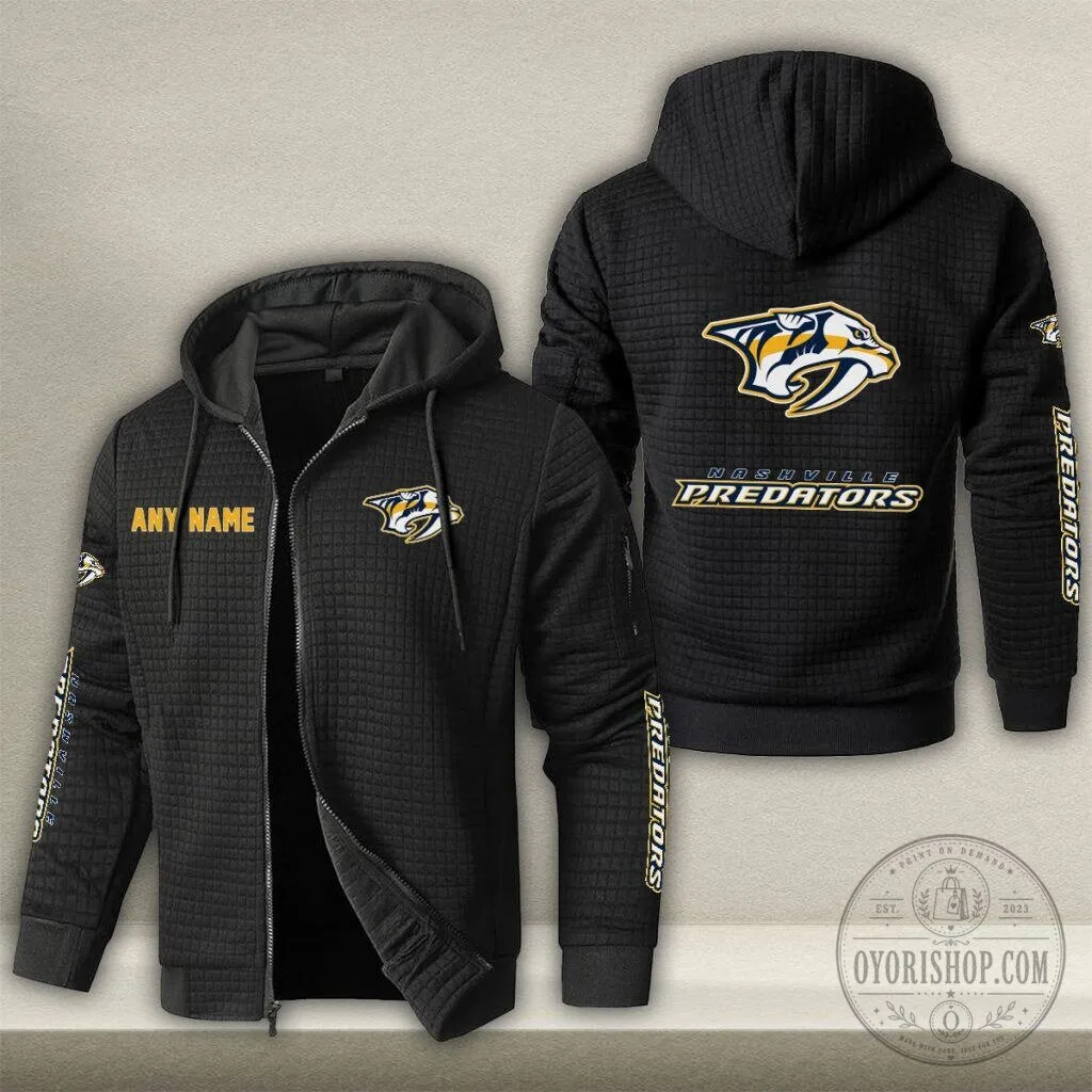 Nashville Predators Personalized Name Waffle Zip Hoodie