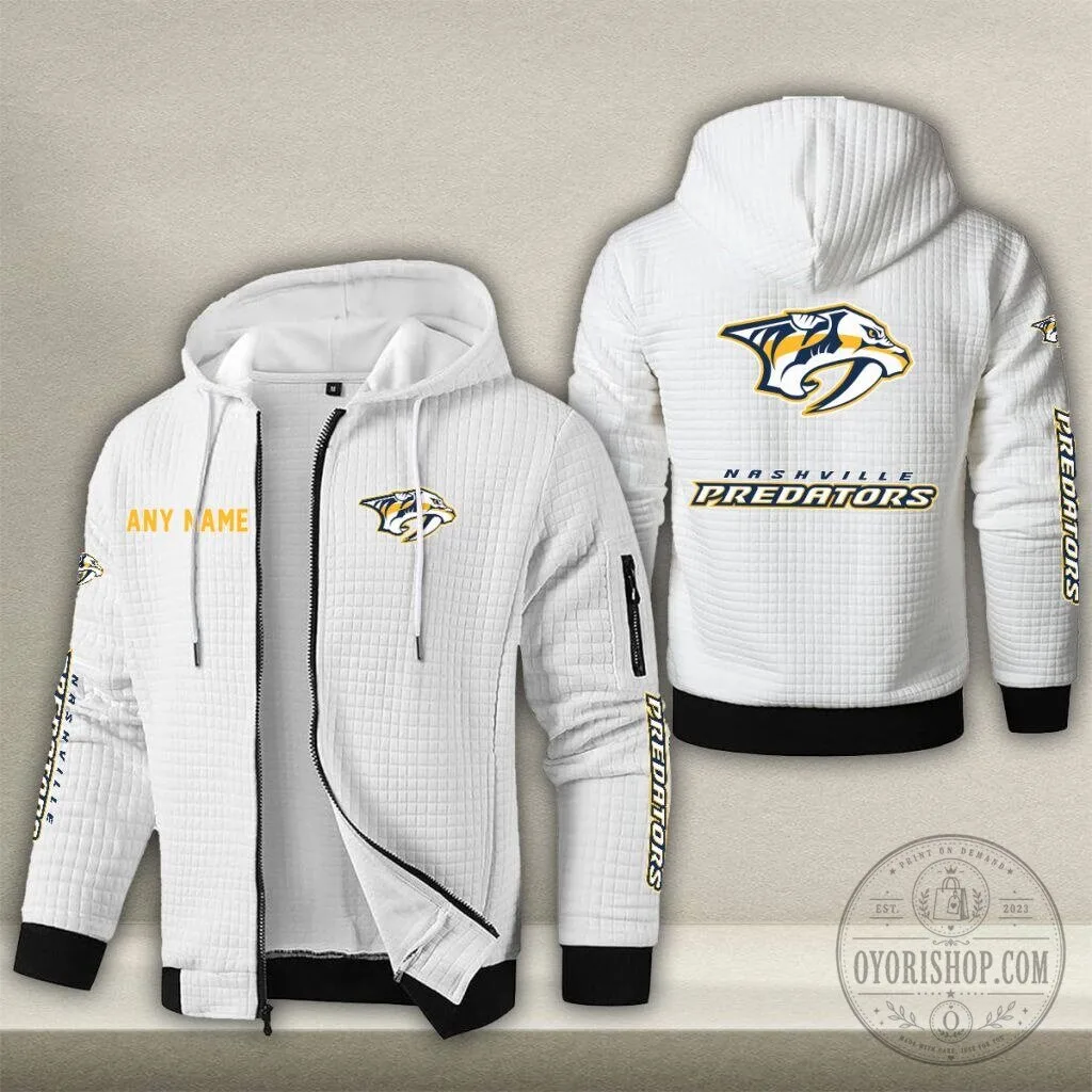 Nashville Predators Personalized Name Waffle Zip Hoodie 12 Nashville Predators Personalized Name Waffle Zip Hoodie