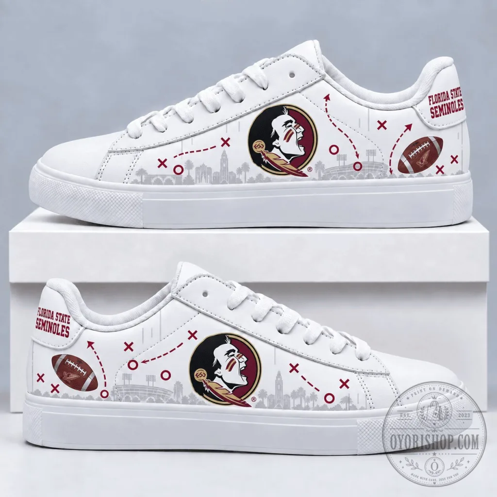 Low Top Sneakers in White for Florida State Seminoles Football Team Low Top Sneakers in White for Florida State Seminoles Football Team