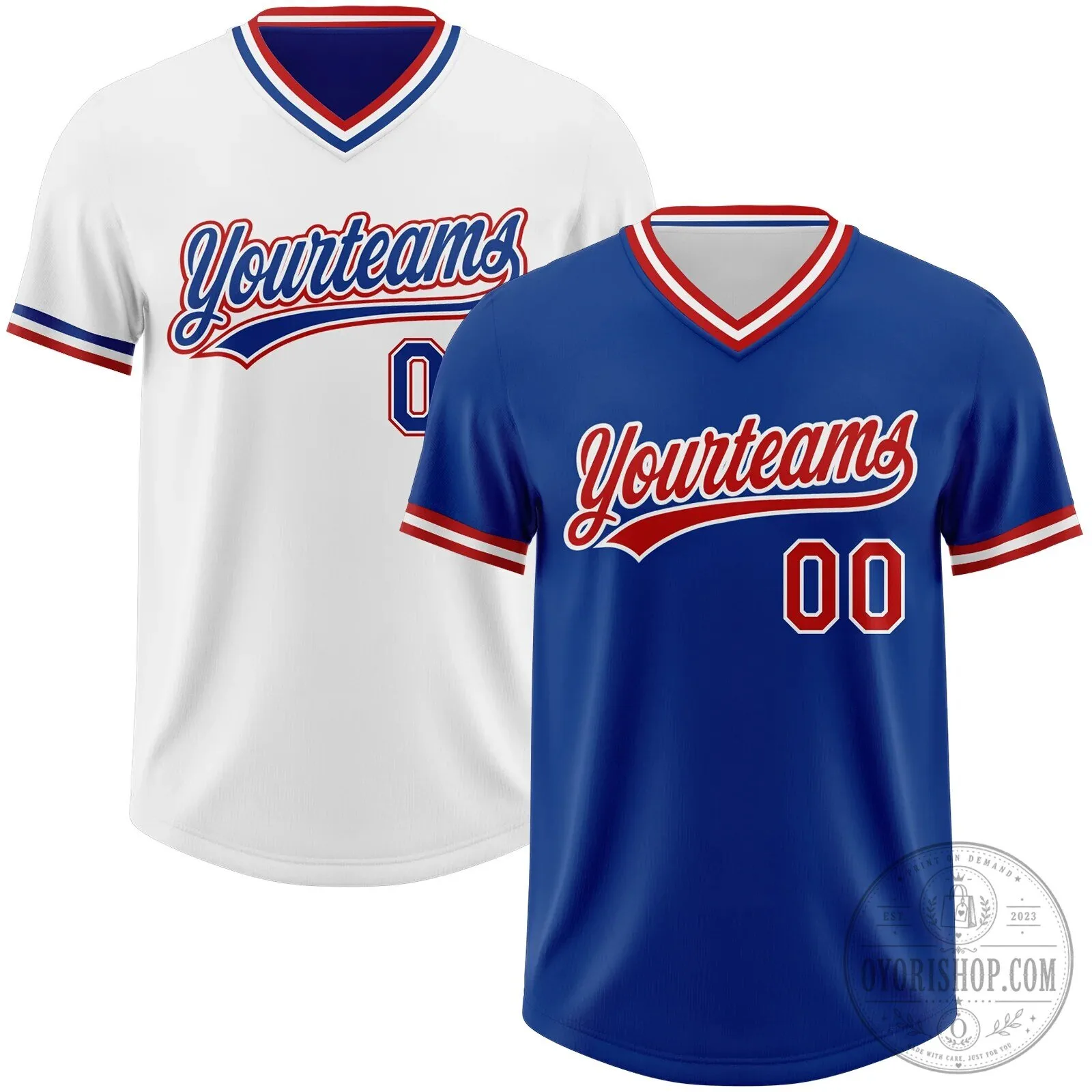 Reversible Baseball Jersey Shirt in Custom Royal Blue and White Pullover Style