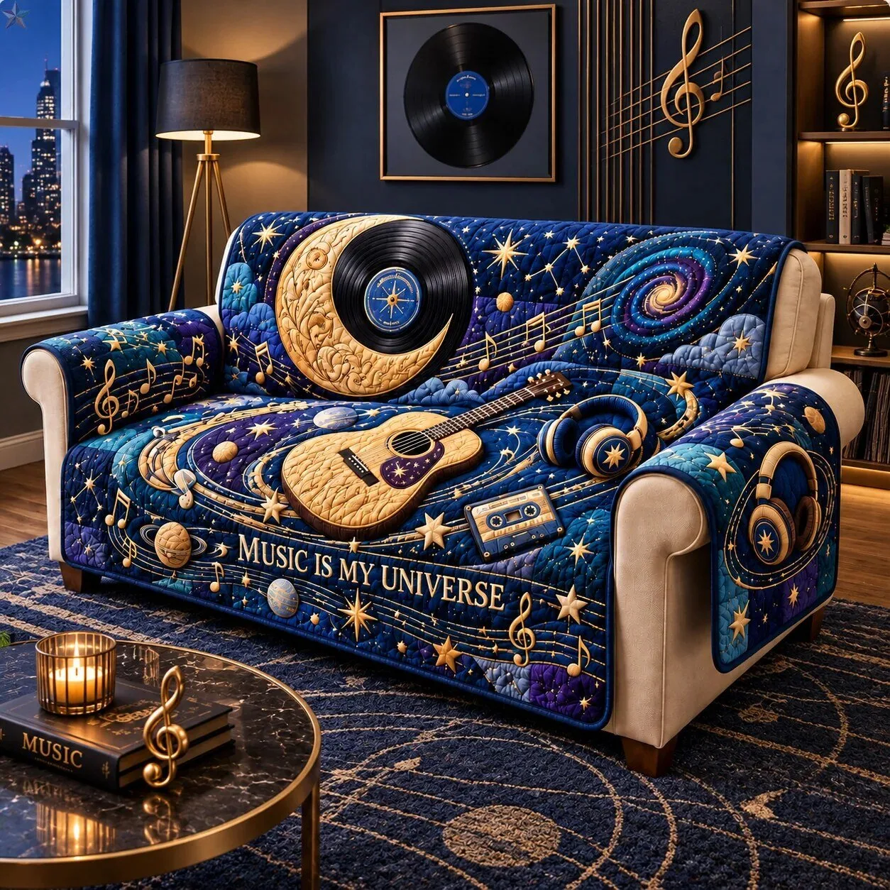 Music Is My Universe Quilted Sofa Cover