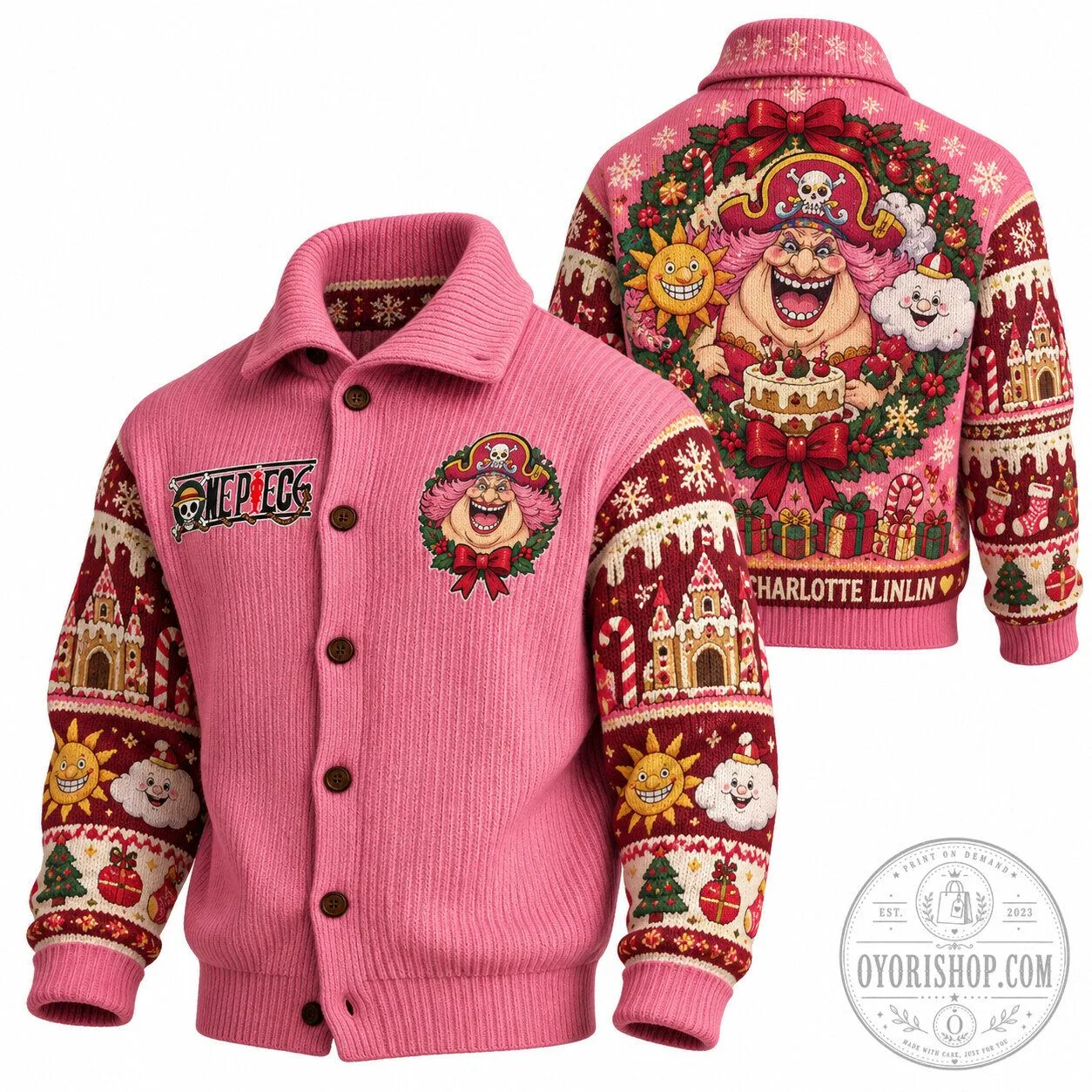 One Piece Charlotte Linlin Big Mom Christmas Holiday Ugly Sweater Cardigan