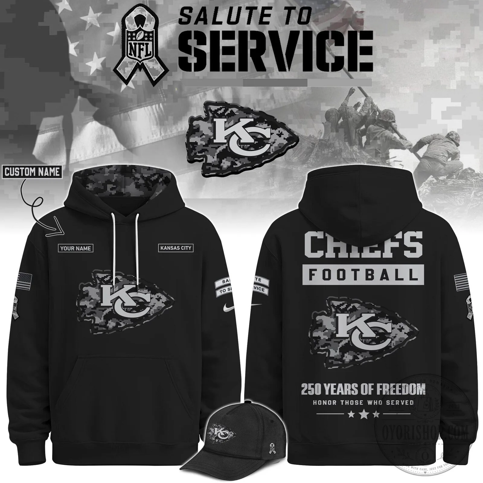 Kansas City Chiefs Salute To Service Veterans Day Football Hoodie