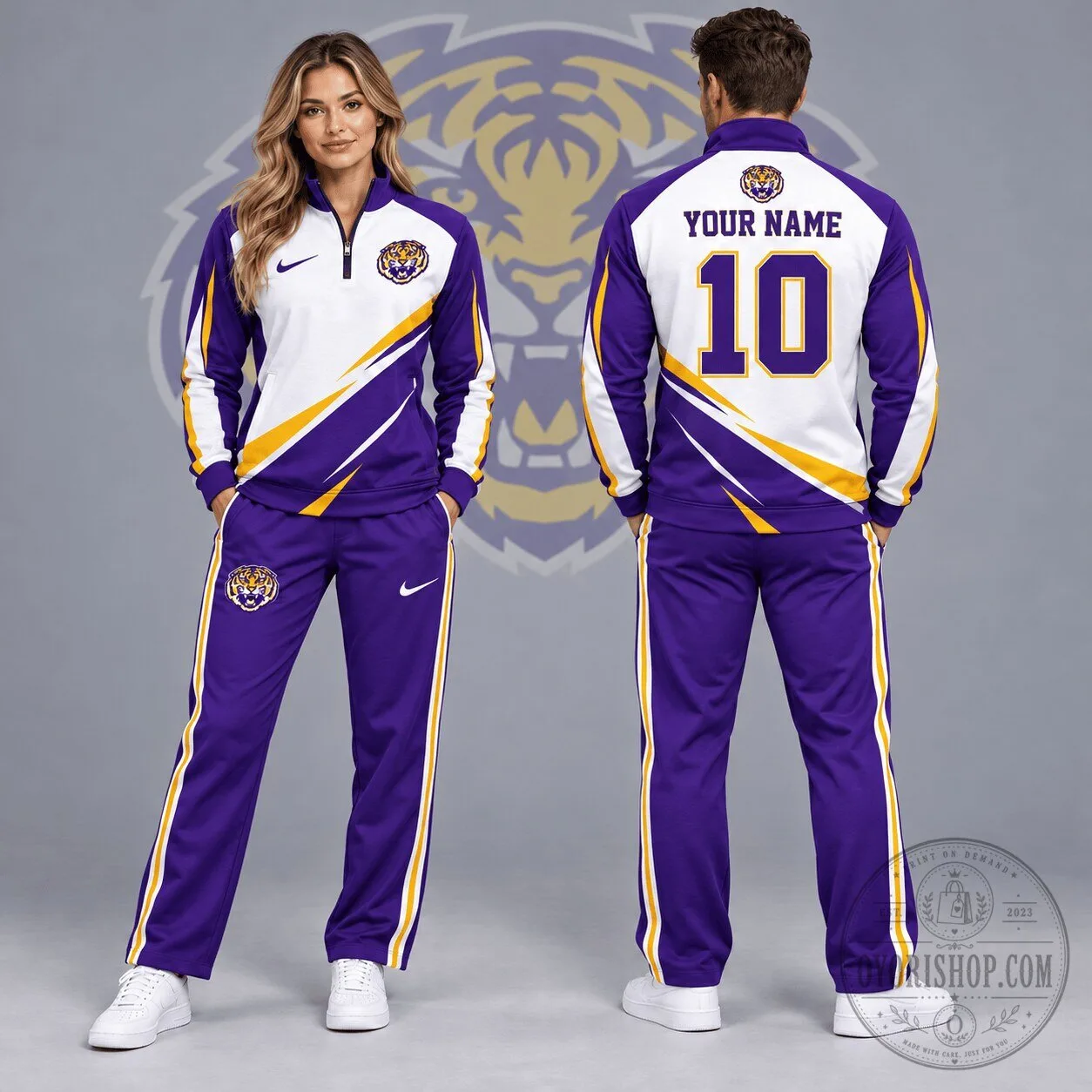 LSU Tigers Personalized Quarter-Zip Pullover and Track Pants Set