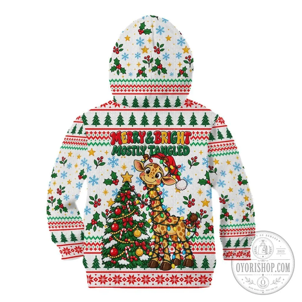 Cute Christmas Giraffe Lights Kid Hoodie Funny Tall Tangled Animal Santa Hat 11 Cute Christmas Giraffe Lights Kid Hoodie Funny Tall Tangled Animal Santa Hat