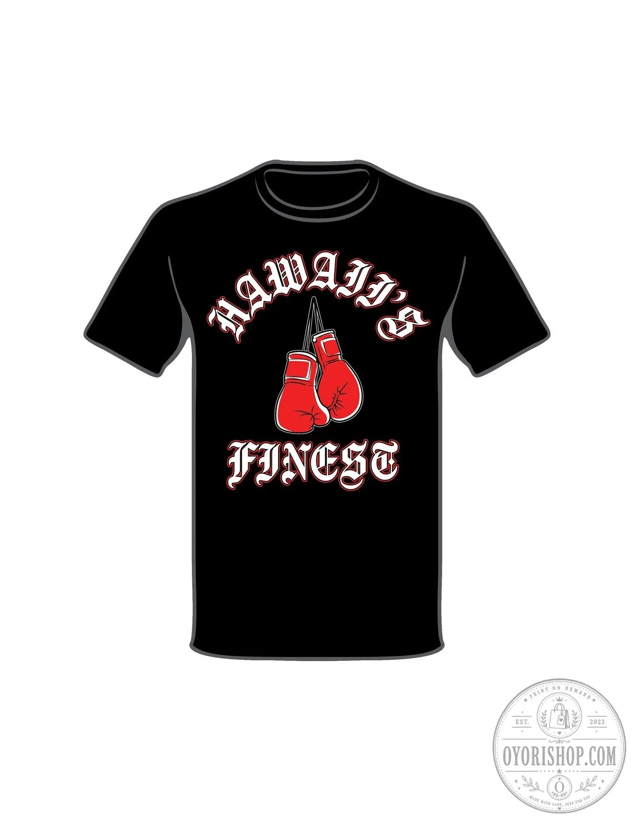 Hawaii's Finest Boxing Gloves Black Graphic T-Shirt
