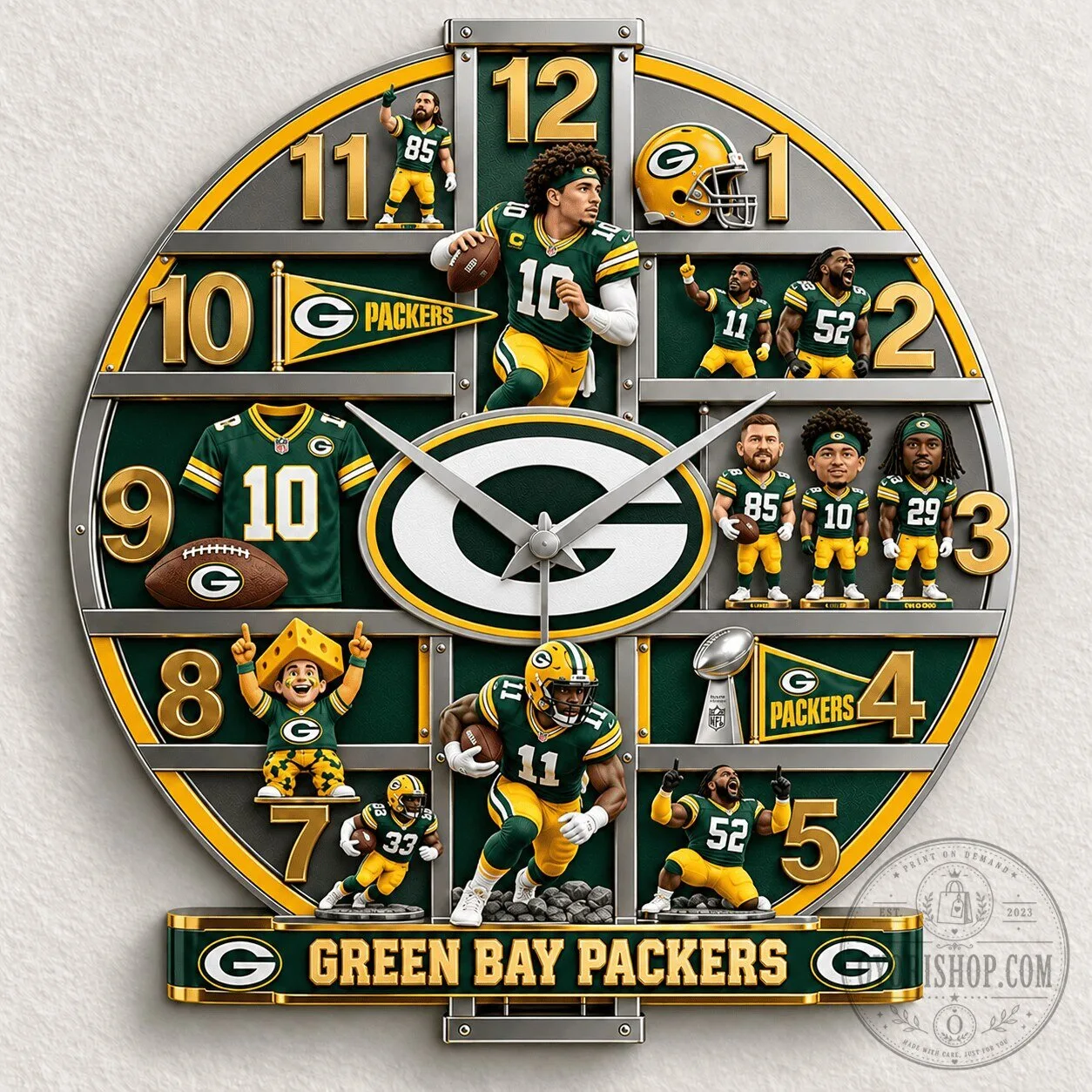 Green Bay Packers NFL Football Team Wall Clock