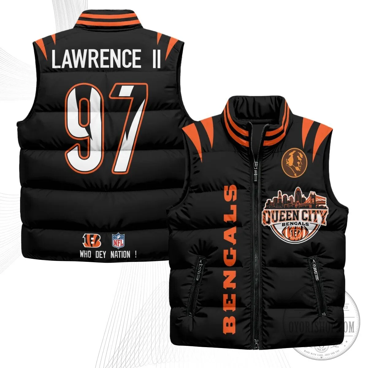 Cincinnati Bengals Joe Burrow Number 9 Queen City Puffer Vest 60 Cincinnati Bengals Joe Burrow Number 9 Queen City Puffer Vest