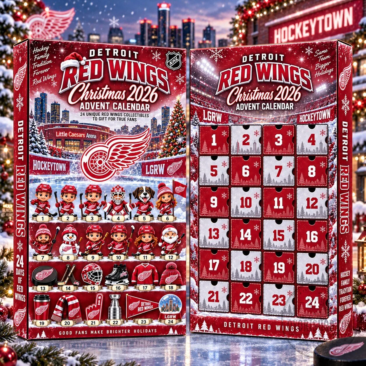 Detroit Red Wings Christmas 2026 Advent Calendar Box for Hockey Fans