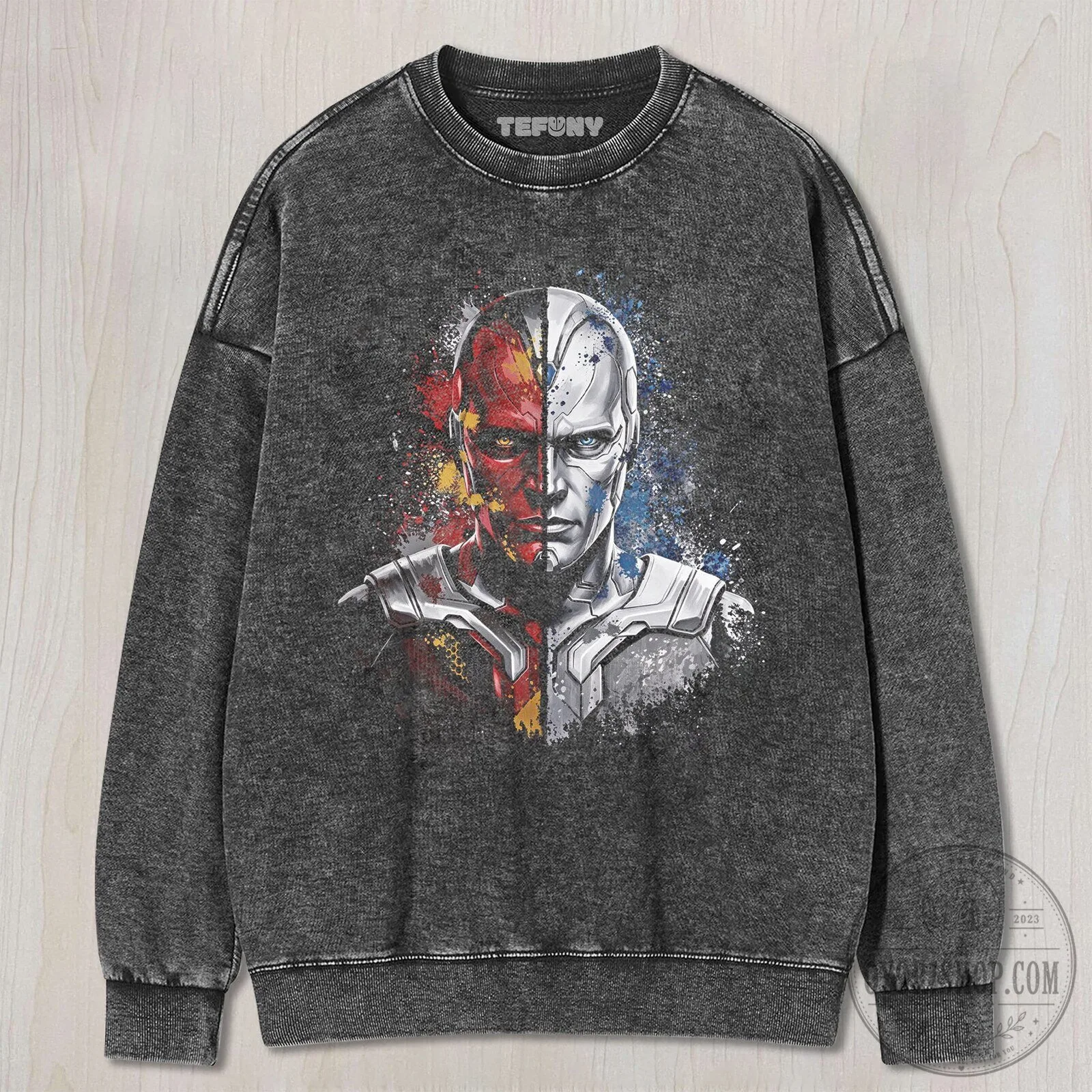 Marvel Comics Vision Superhero Split Face Watercolor Art T-Shirt 12 Marvel Comics Vision Superhero Split Face Watercolor Art T-Shirt