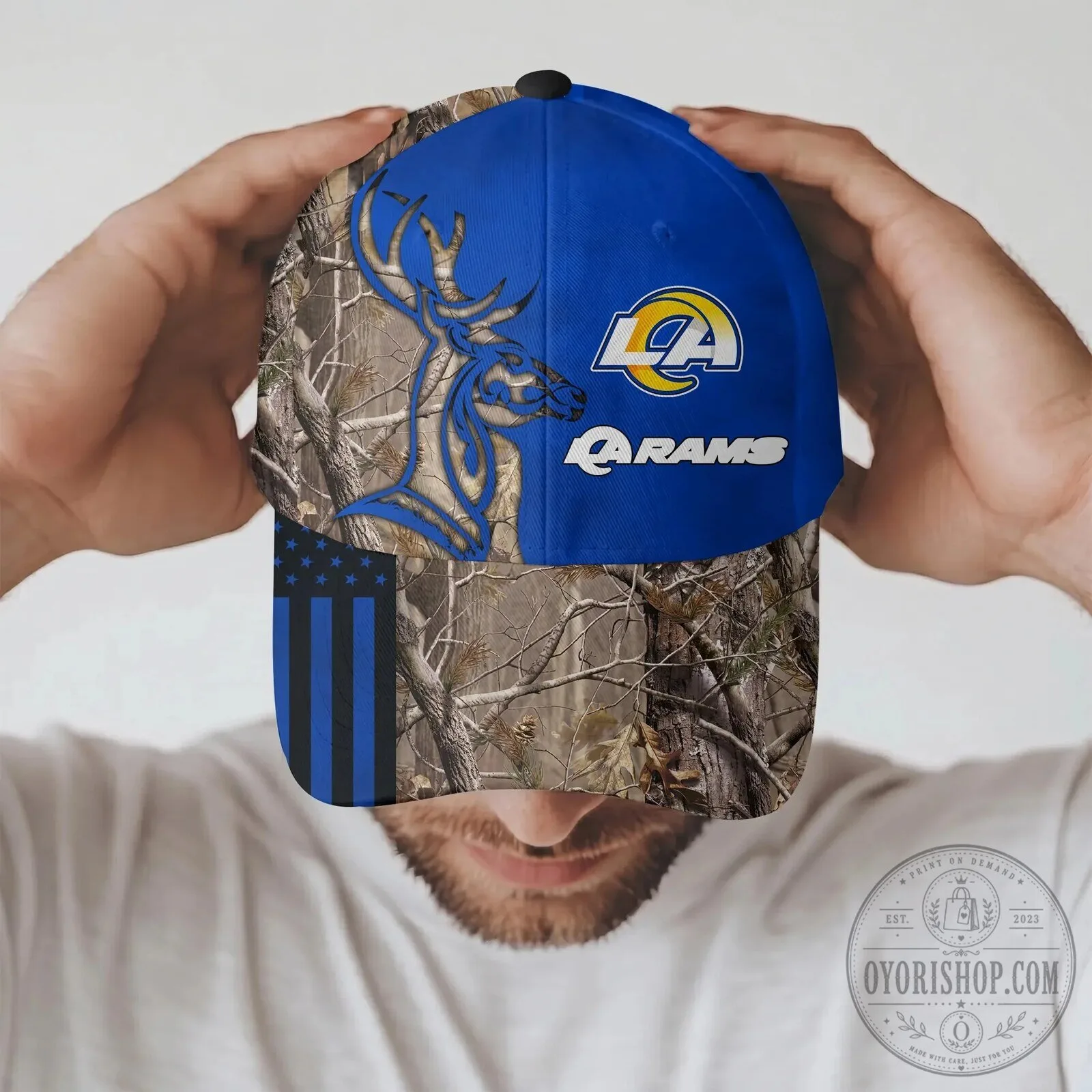 Los Angeles Rams Hunting Camouflage Pattern Blue Baseball Cap Hat 9 Los Angeles Rams Hunting Camouflage Pattern Blue Baseball Cap Hat