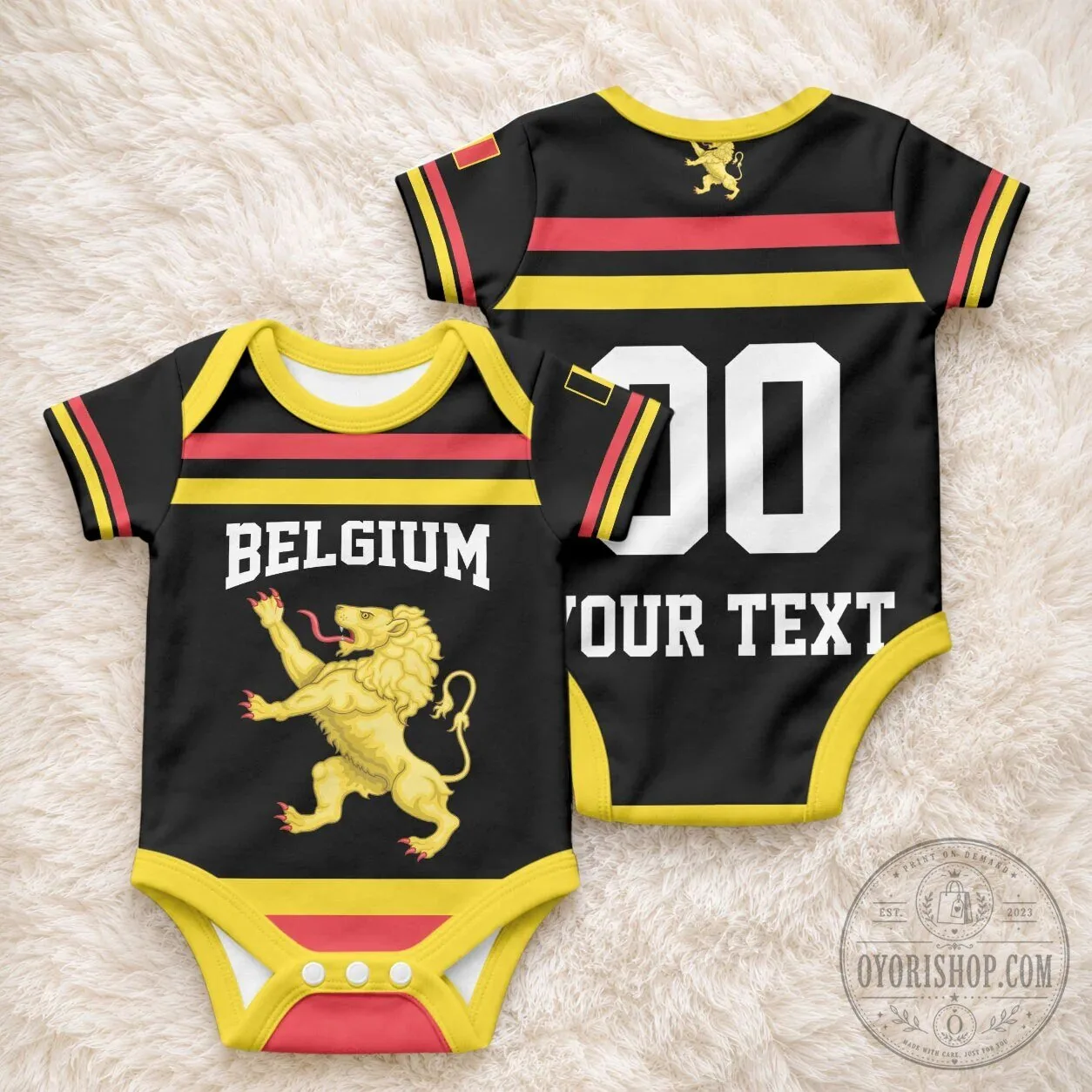 Belgium National Football Team Baby Bodysuit Infant Romper 6 Belgium National Football Team Baby Bodysuit Infant Romper