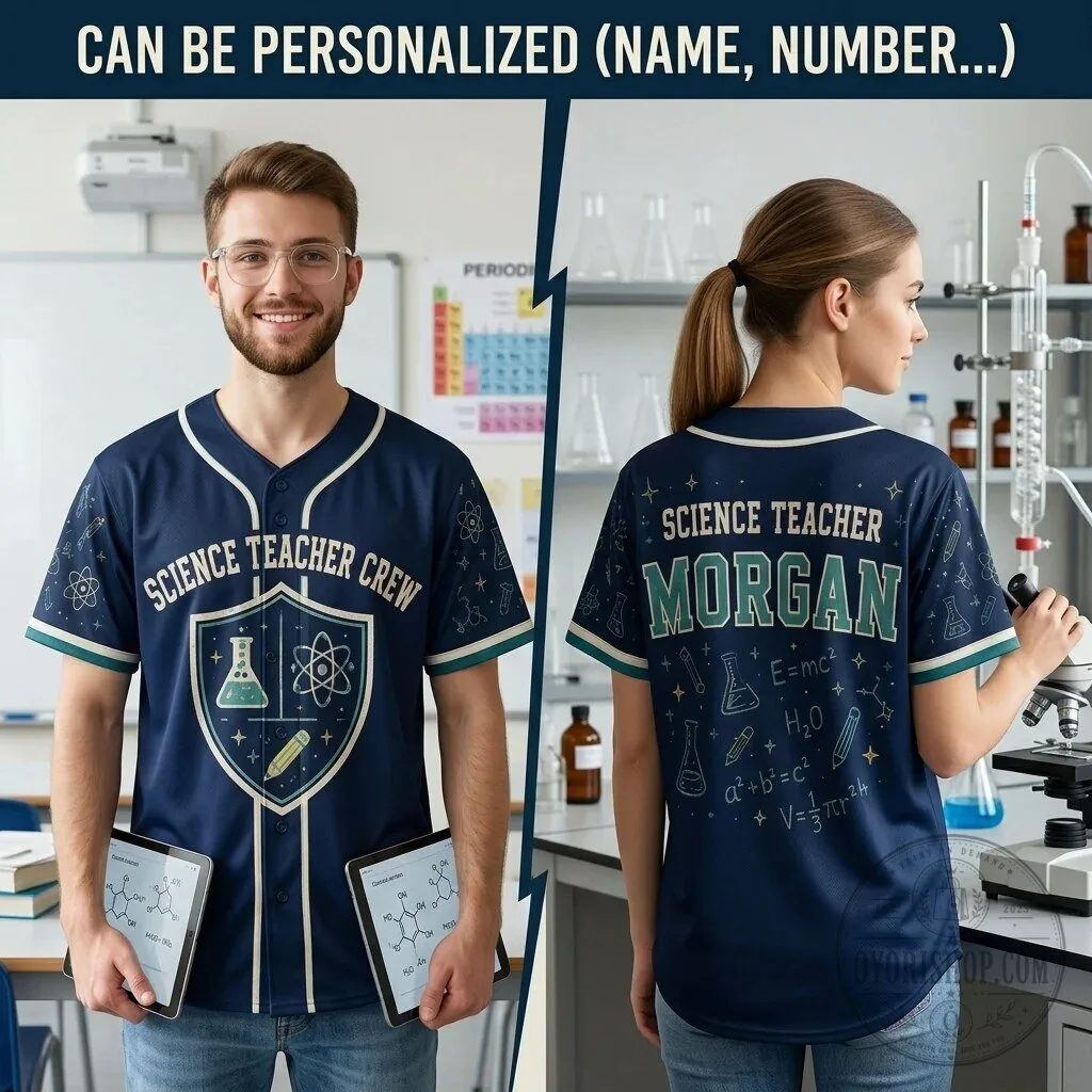 Science Teacher Crew Personalized Baseball Jersey 3 Science Teacher Crew Personalized Baseball Jersey