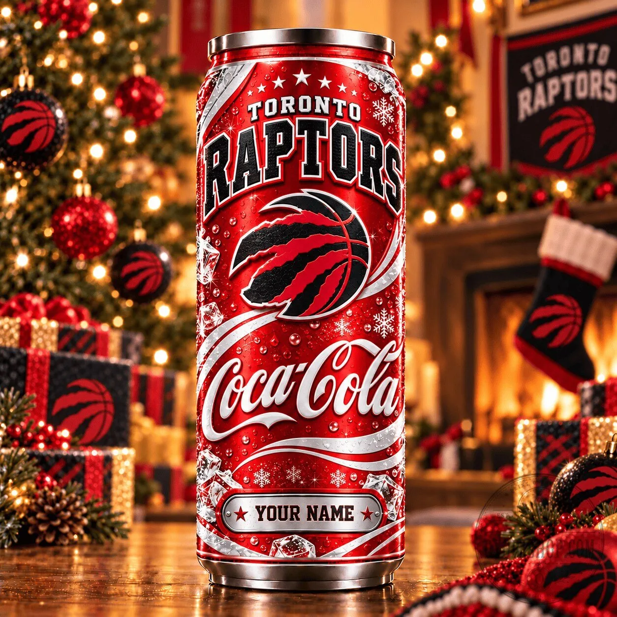 Toronto Raptors Coca-Cola Custom Name Christmas Can Tumbler 3 Toronto Raptors Coca-Cola Custom Name Christmas Can Tumbler