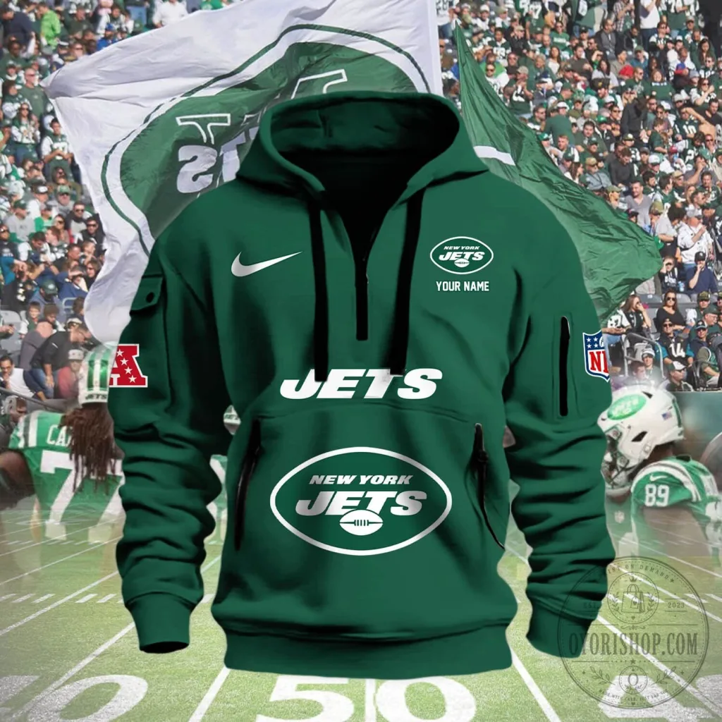 New York Jets American Football Team Personalized Half-Zip Hoodie New York Jets American Football Team Personalized Half-Zip Hoodie