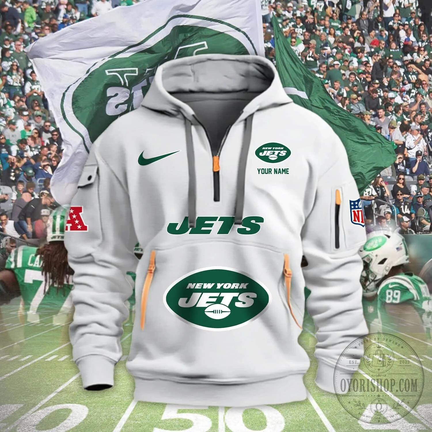 New York Jets American Football Team Personalized Half-Zip Hoodie 9 New York Jets American Football Team Personalized Half-Zip Hoodie