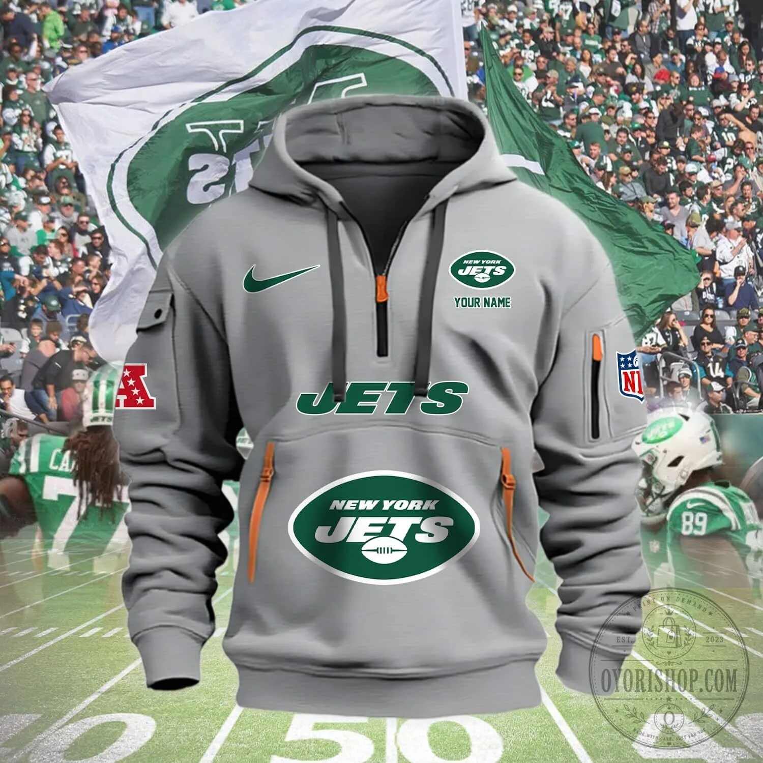 New York Jets American Football Team Personalized Half-Zip Hoodie 10 New York Jets American Football Team Personalized Half-Zip Hoodie
