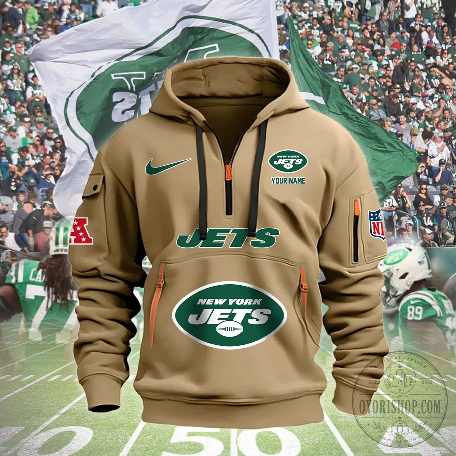 New York Jets American Football Team Personalized Half-Zip Hoodie 11 New York Jets American Football Team Personalized Half-Zip Hoodie
