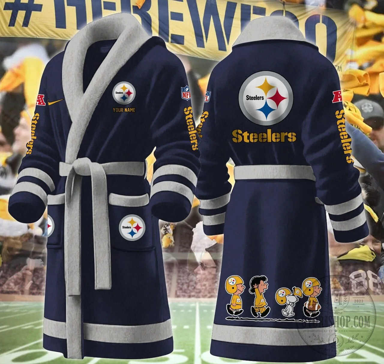 Pittsburgh Steelers Peanuts Snoopy Cartoon Football Team Bathrobe 16 Pittsburgh Steelers Peanuts Snoopy Cartoon Football Team Bathrobe