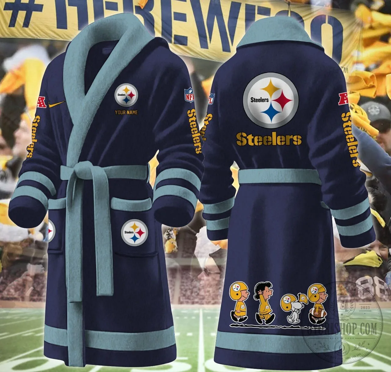 Pittsburgh Steelers Peanuts Snoopy Cartoon Football Team Bathrobe 17 Pittsburgh Steelers Peanuts Snoopy Cartoon Football Team Bathrobe