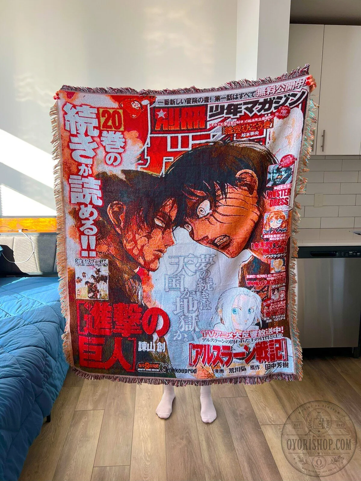 Attack on Titan Manga Cover Art Woven Throw Blanket 9 Attack on Titan Manga Cover Art Woven Throw Blanket