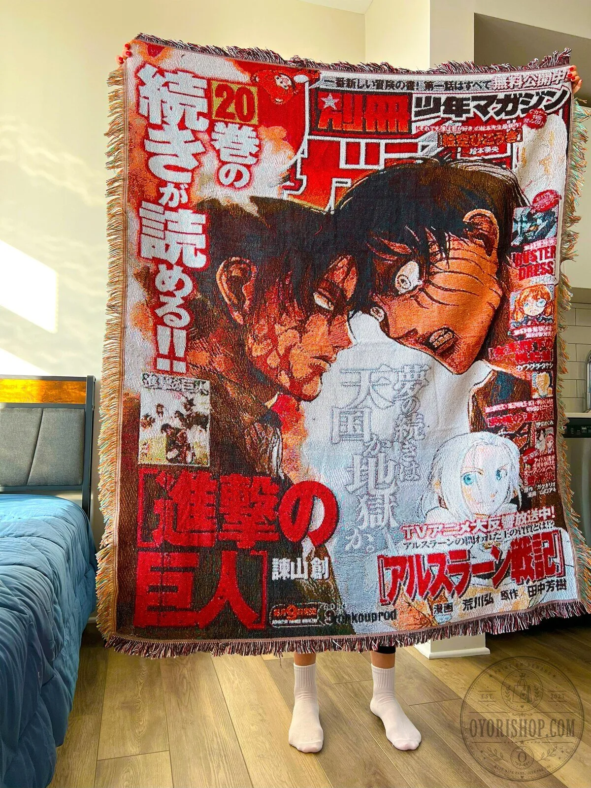 Attack on Titan Manga Cover Art Woven Throw Blanket 10 Attack on Titan Manga Cover Art Woven Throw Blanket